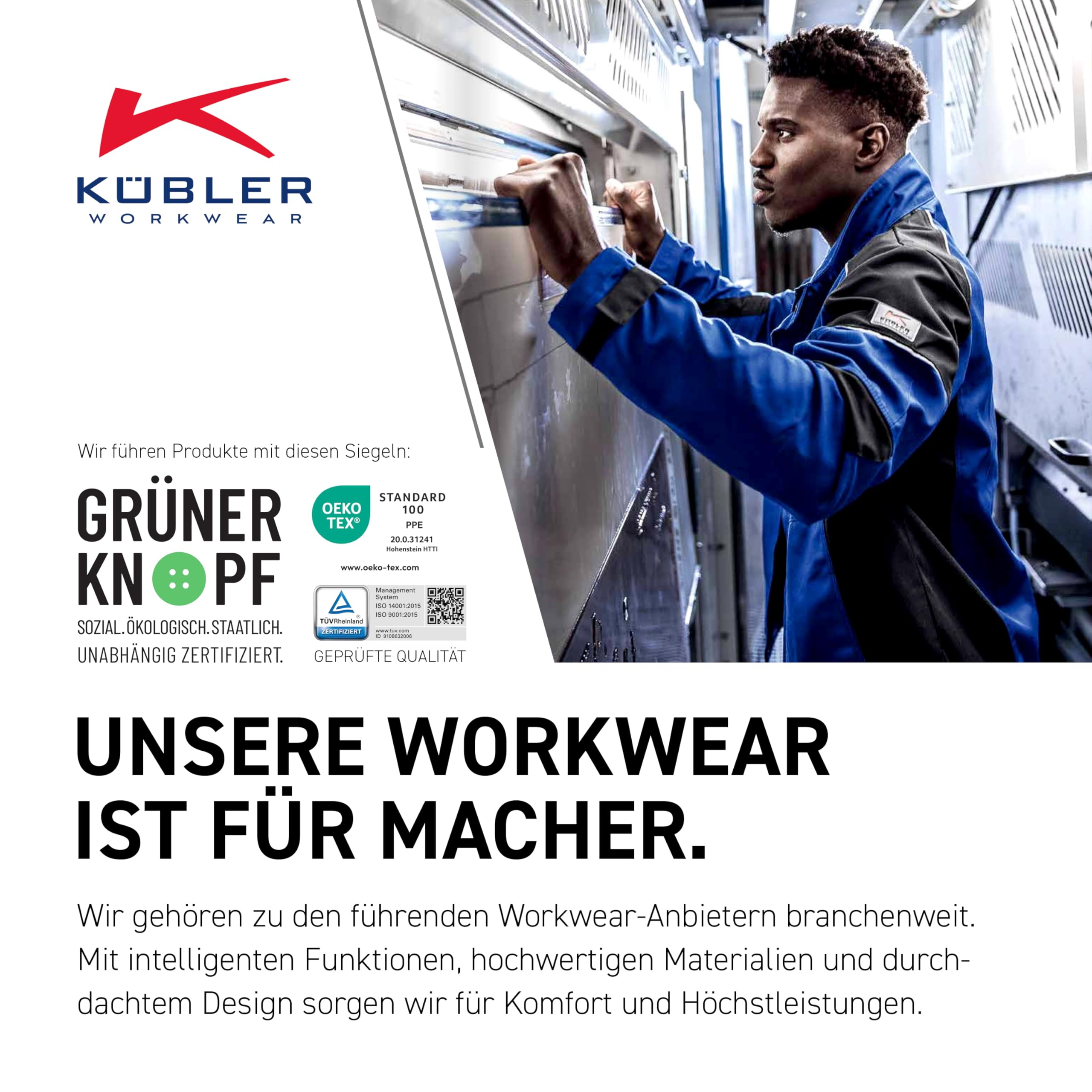 Kübler 12505365-4897-M Classiq Activiq - Chaqueta de trabajo (talla M), color azul oscuro y gris