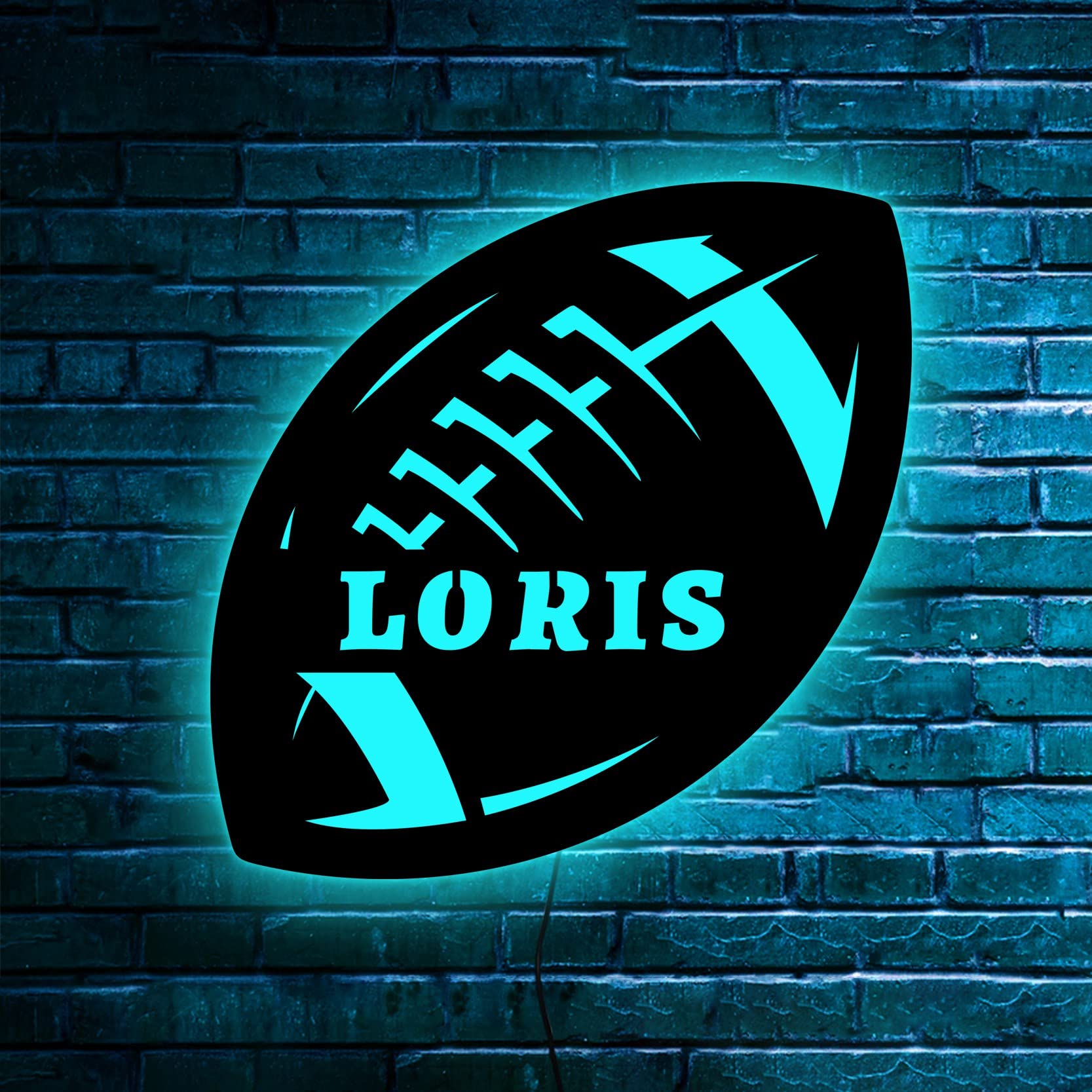 Custom Football Neon Sign Wall Art with LED Light, Personalized Football Player Name Sign Decoration for Room, Football Wood LED Art Sign Decor