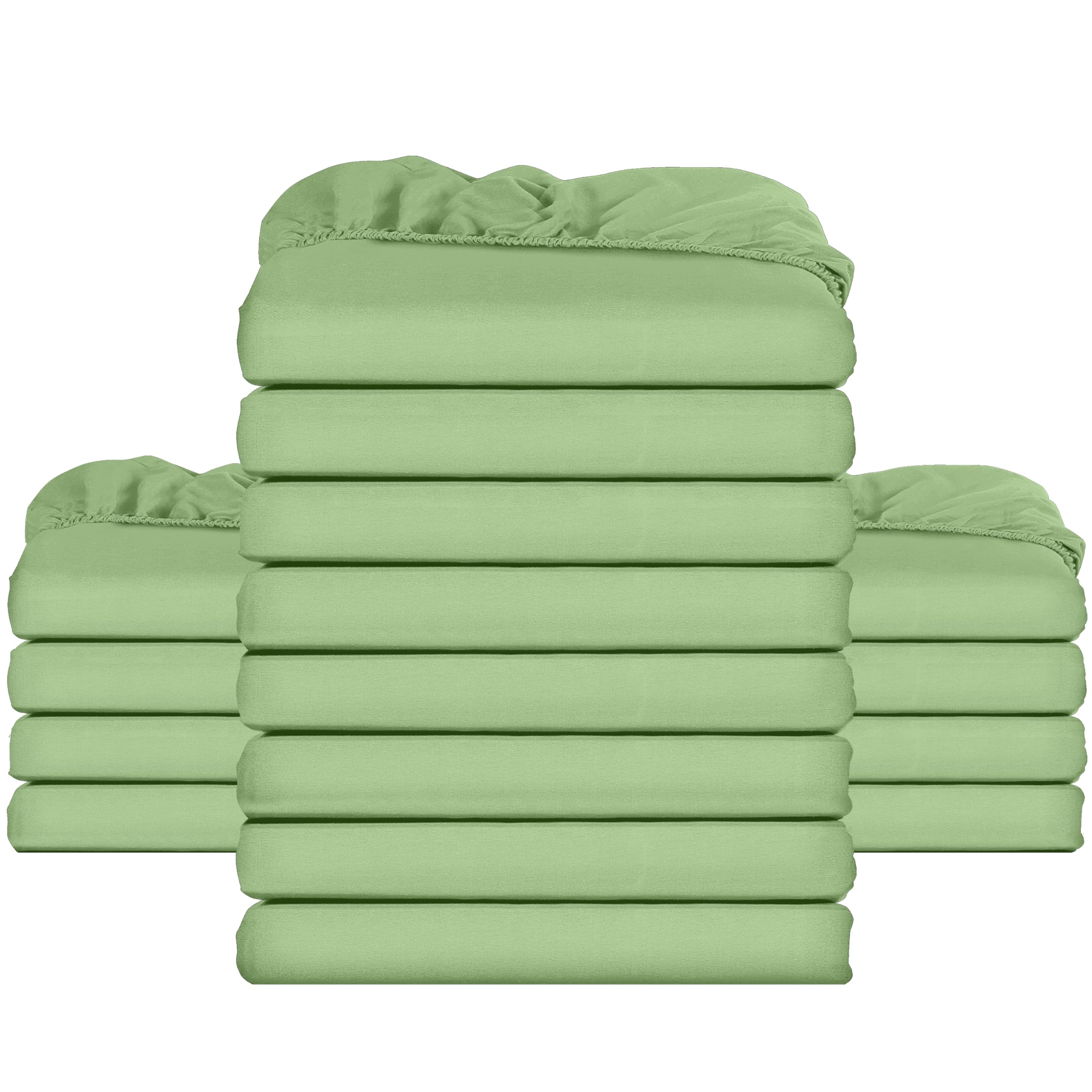 Utopia Bedding Fitted Sheet Bulk Pack of 16 Pieces - Super King, Sage - Deep Pocket - Easy Care Soft Brushed Microfibre Fabric - Shrinkage and Fade Resistant - Bottom Sheet
