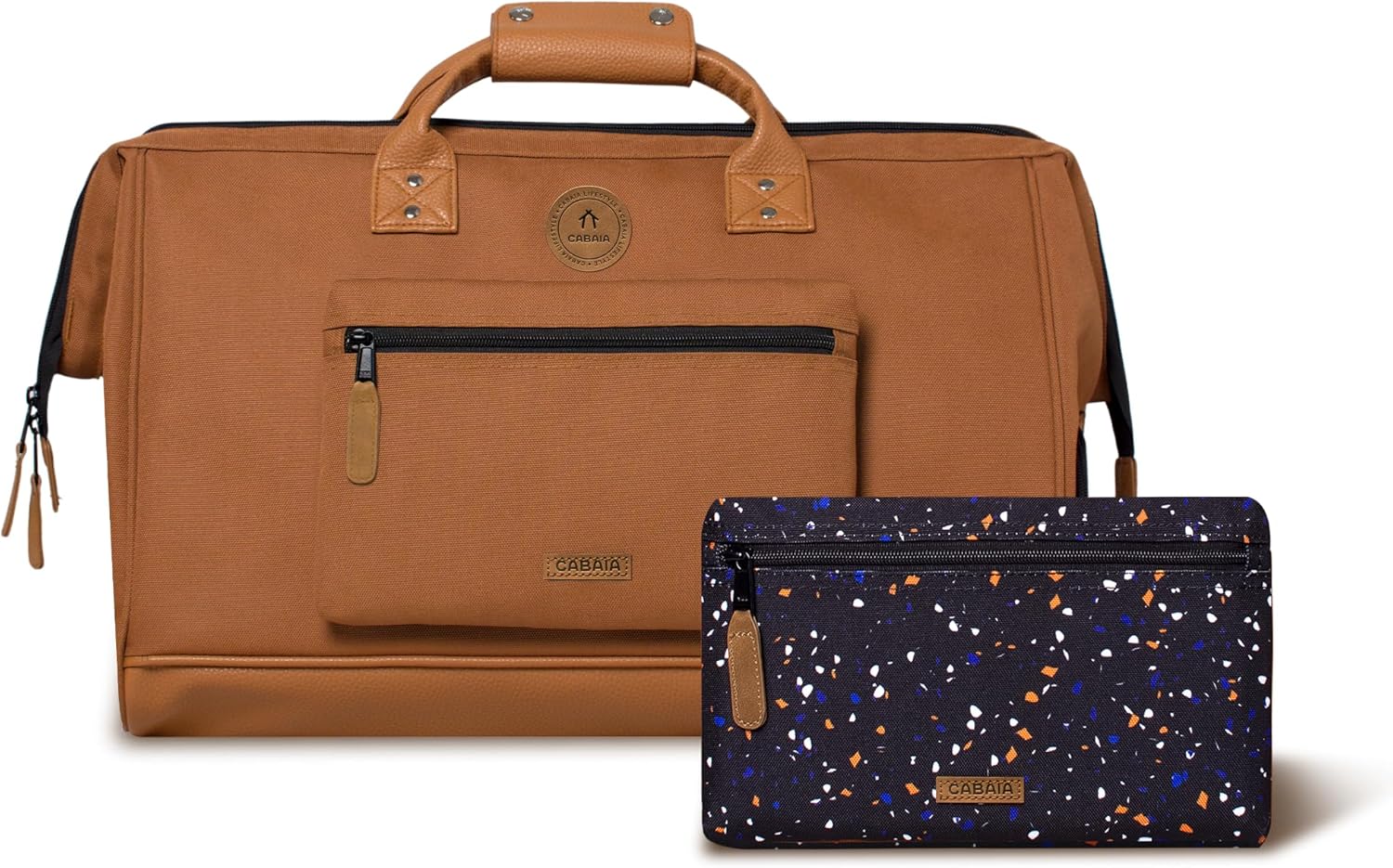 CABAIA – Sac de Voyage Duffle Adventurer Turin 40L – Compatible Bagage Cabine 45x30x29 – Déperlant & Certifié Vegan – 2 Poches – Compartiment à Chaussures – Sac Week-End, Sac de Sport – Marron