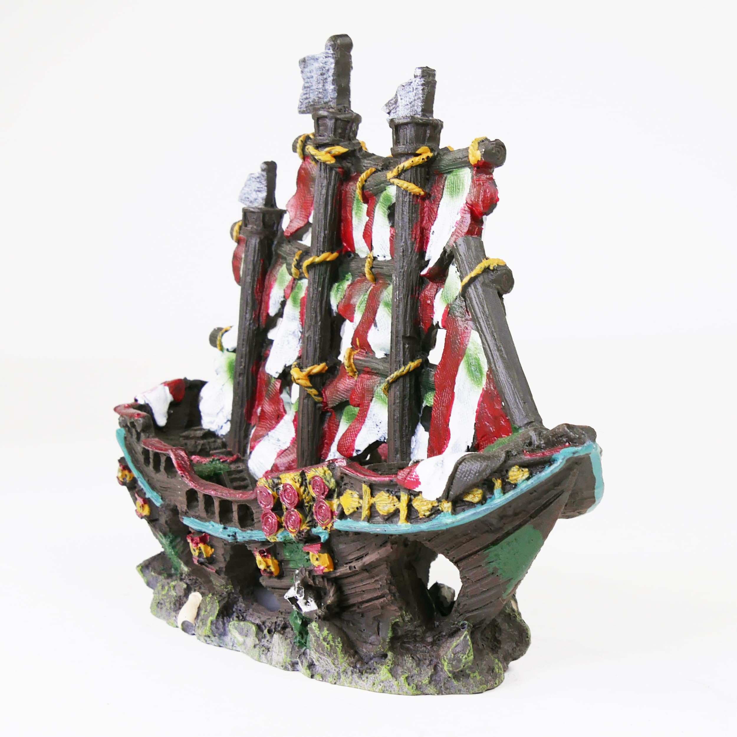 水族館　MARINETIME Amazon.com : Penn-Plax Striped Sail Shipwreck Aquarium Decoration