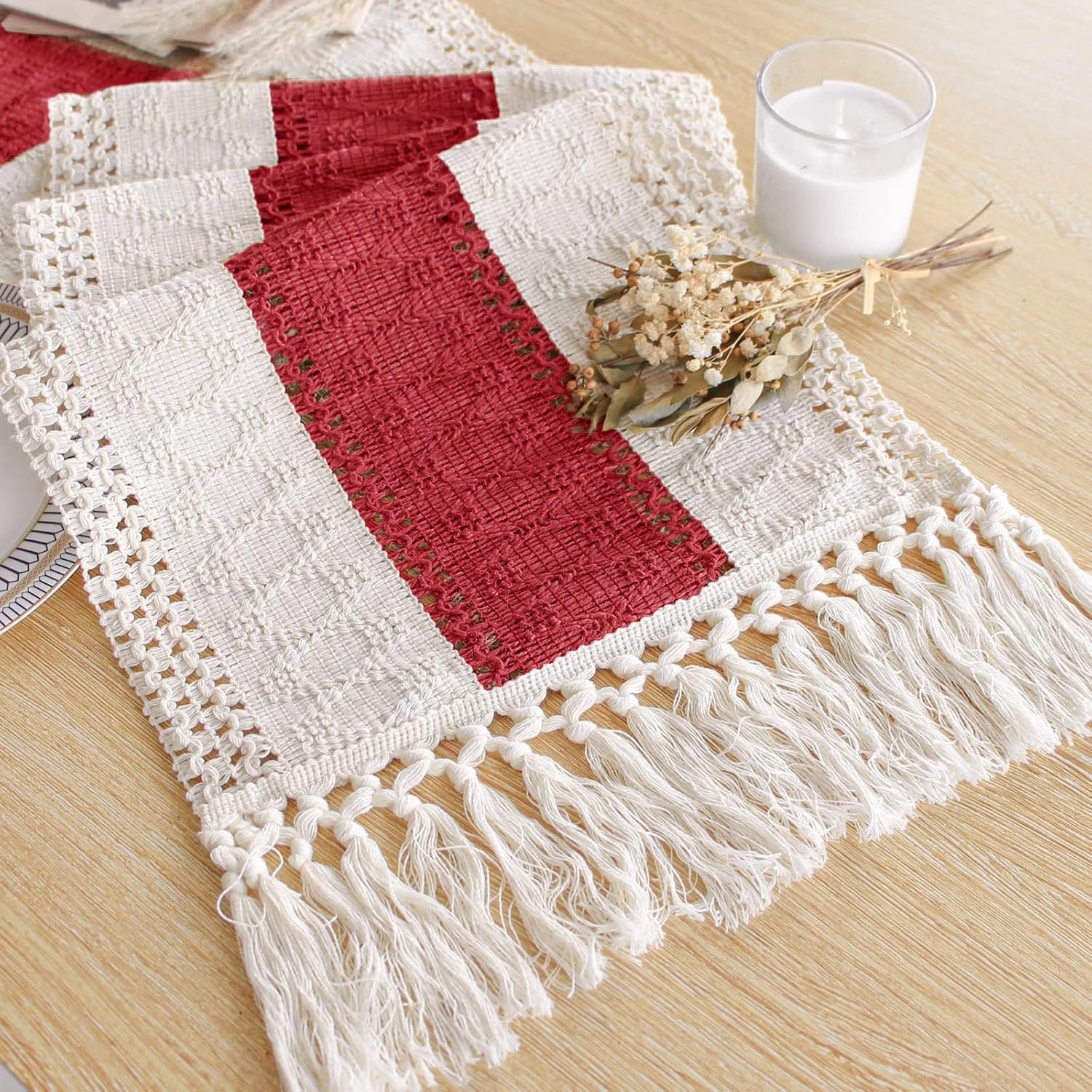 FEXIA Christmas Table Runner for Boho Home Decor 12x72 Coffee Table Decor