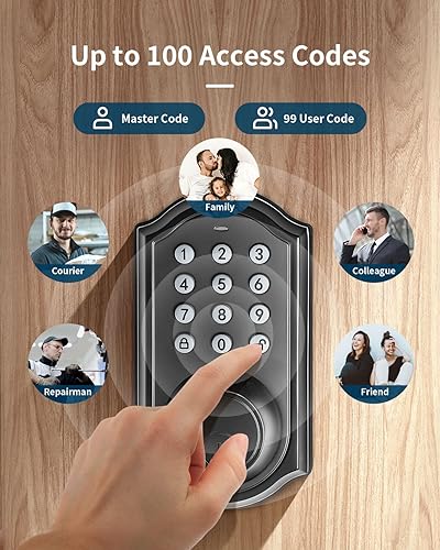Miniatura 2 de Cerradura de puerta con teclado, cerradura inteligente de entrada sin llave de aleación de zinc, cerradura de llave de puerta delantera, fácil de