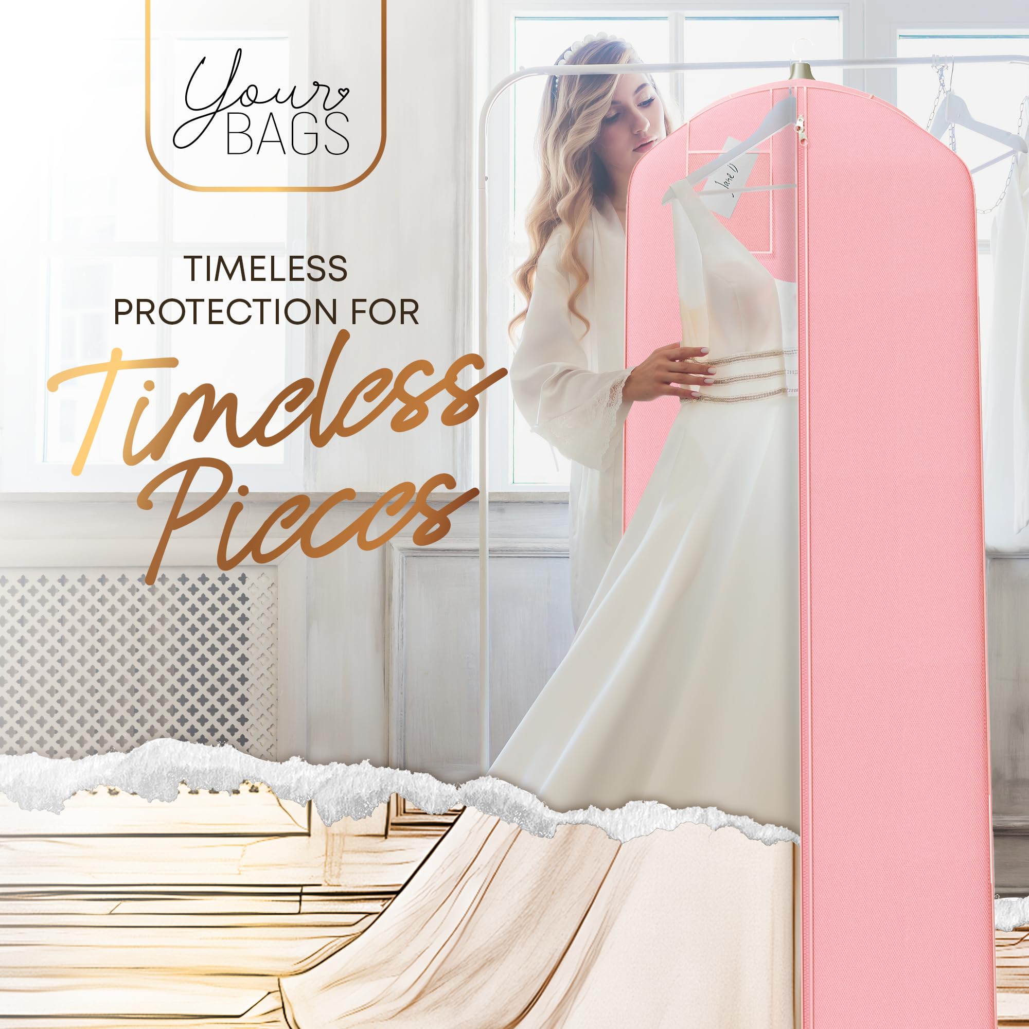Bolsa reforzada para vestido de novia, para vestidos largos de fiesta, 72 pulgadas x 24 pulgadas, 20 pulgadas