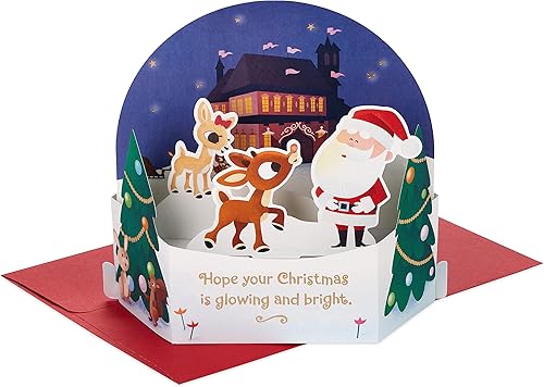 Hallmark Paper Wonder - Tarjeta desplegable de Navidad (Rudolph the Red Nosed Reindeer)