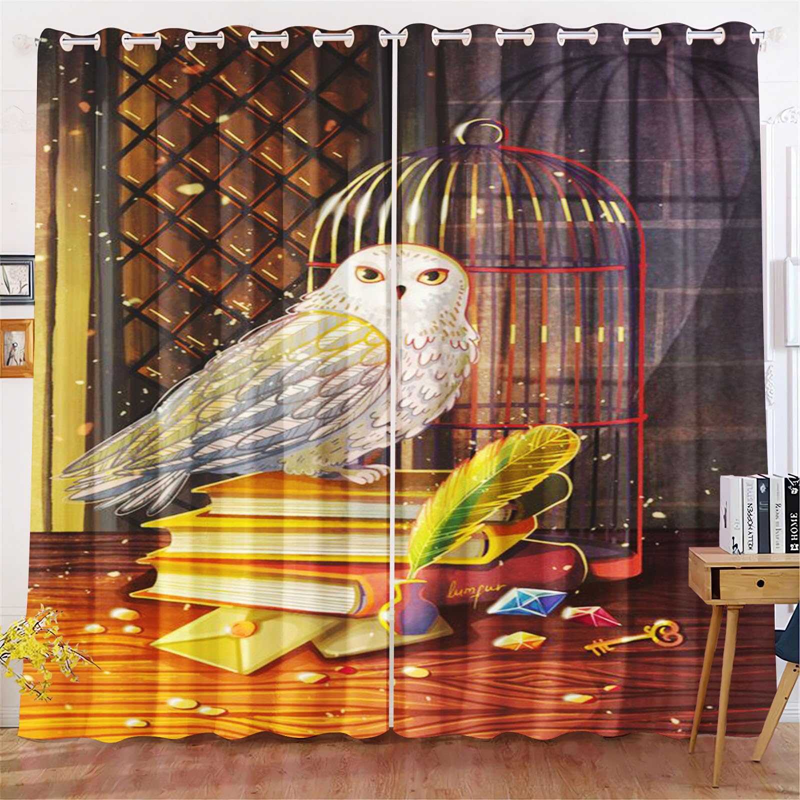 KIDSLOVE Owl Blackout Curtains Cartoon Owl Opaque Curtains Owl Blackout Curtain for Bedroom Children's Room (6.280 x 180 cm (W x H) / 140 x 180 cm x 2)