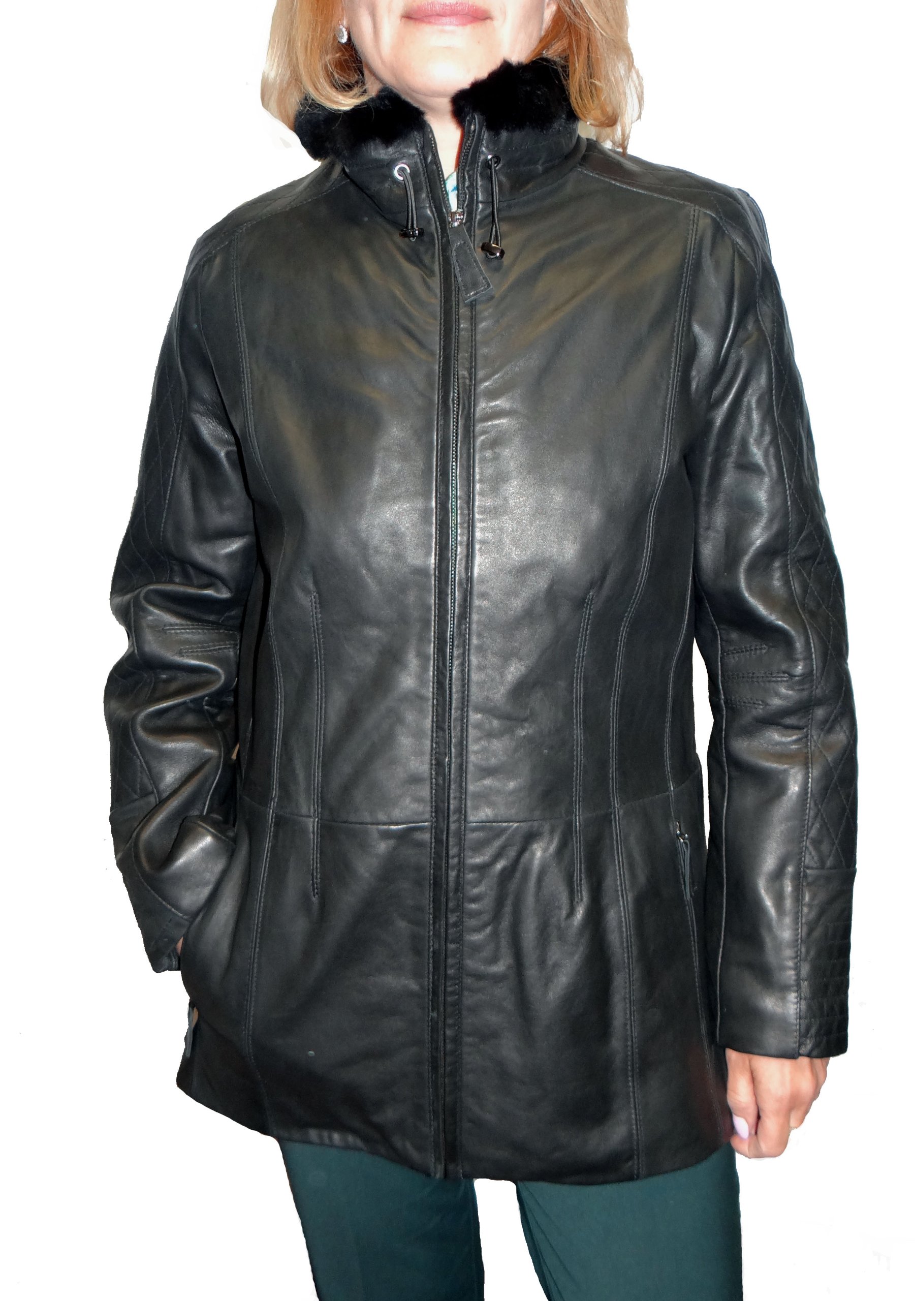 Tibor Design Fur Collar Leather Jacket