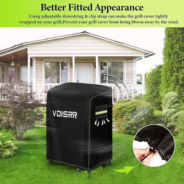 VDISRR Copertura Barbecue da Esterno, Tessuto Oxford 600D Resistente Telo Impermeabile 77 x 70 x 110 cm Copri Barbecue da Esterno per BBQ Grill Antivento UV Polvere Neve - 3