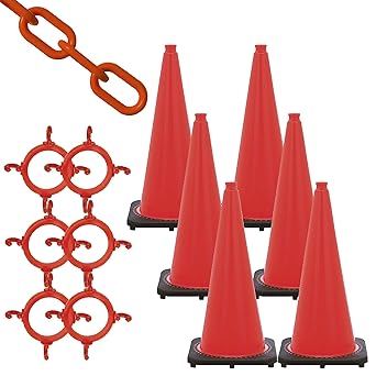 Mr. Chain 93213 Traffic Cone and Chain Kit, Traffic Orange