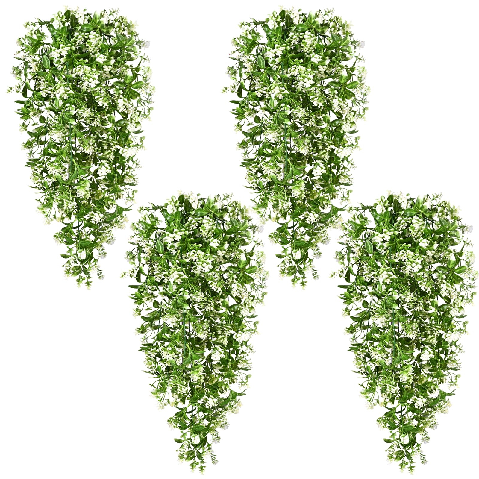 Photo 1 of Waipfaru 4pcs Fake Hanging Plants, Artificial Hanging Flowers Faux Ivy Pothos Vines Greenery for Wall Home Bedroom Living Room Aesthetic Kitchen Office Aesthetic Kitchen Indoor Outdoor Decor