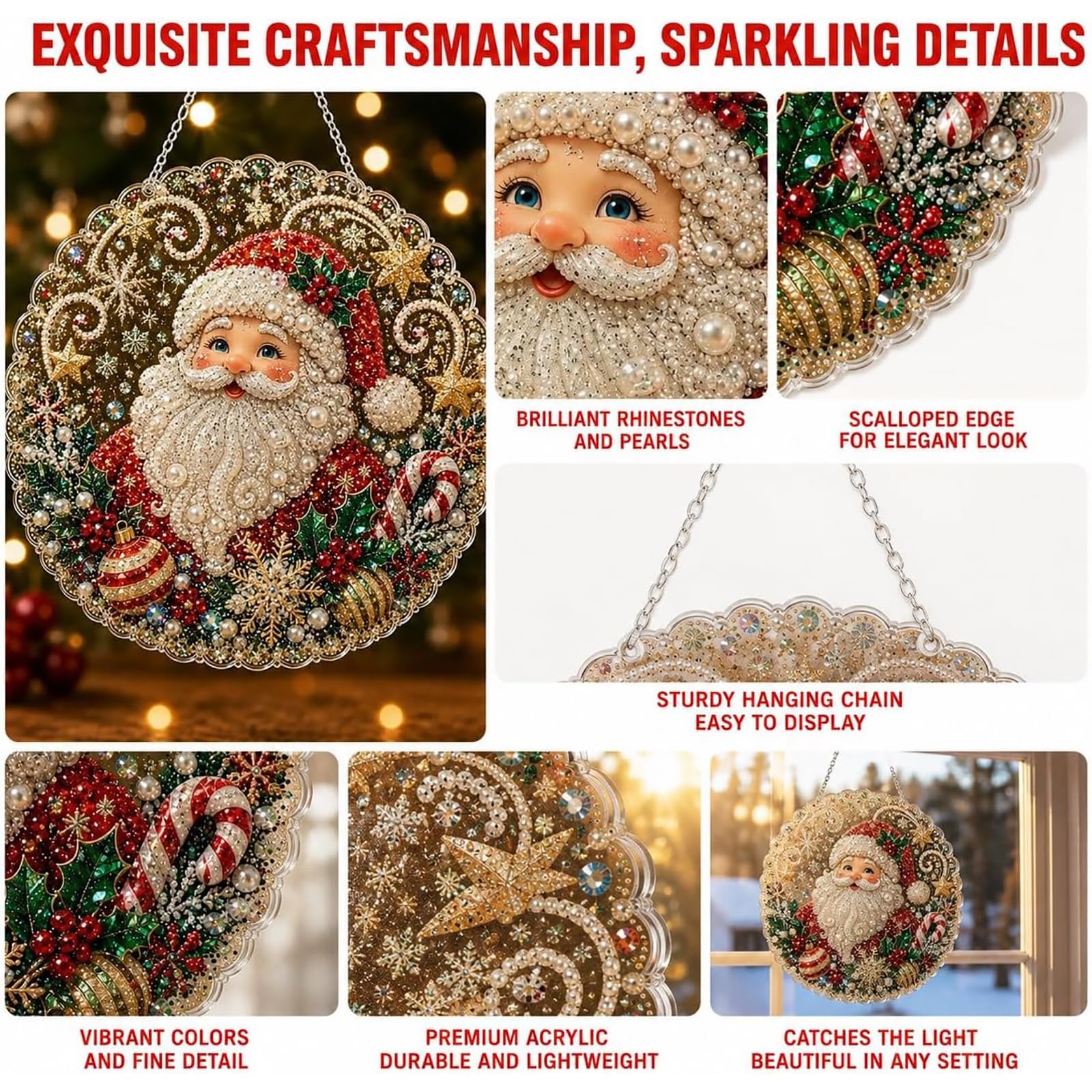 Diamond Painting Natale 4 Pezzi, Kit Pearl Art per Adulti