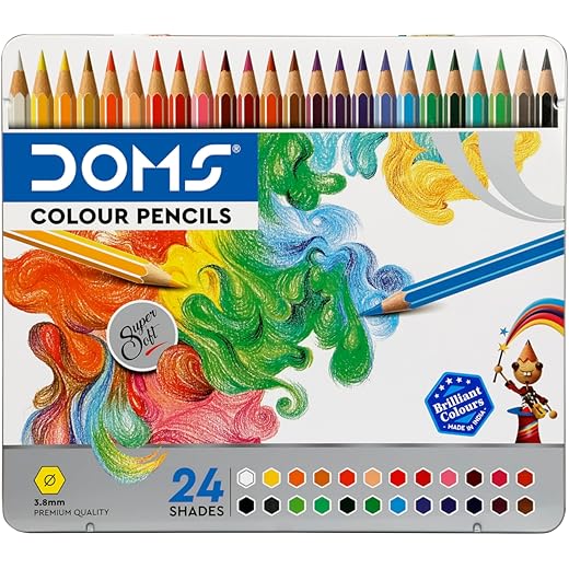 DOMS Super Soft Color Pencils Flat Tin Box