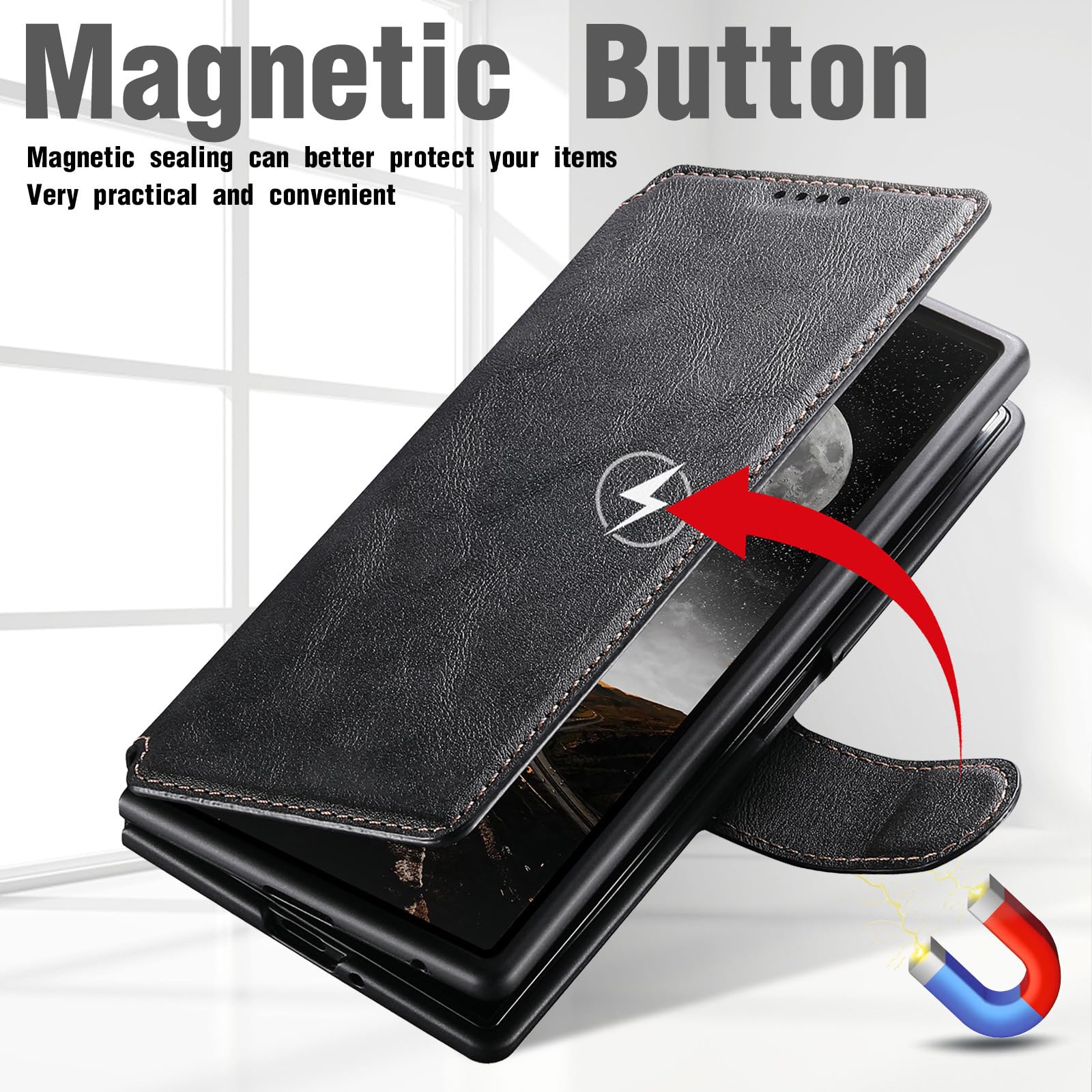 Custodia Flip For Samsung Galaxy Z Fold 8 Ultra, Portafoglio Staccabile Con Ventosa Magnetica Cover Posteriore Singola In Pelle Business Folio Antiurto TPU Soft Shell(Brown)