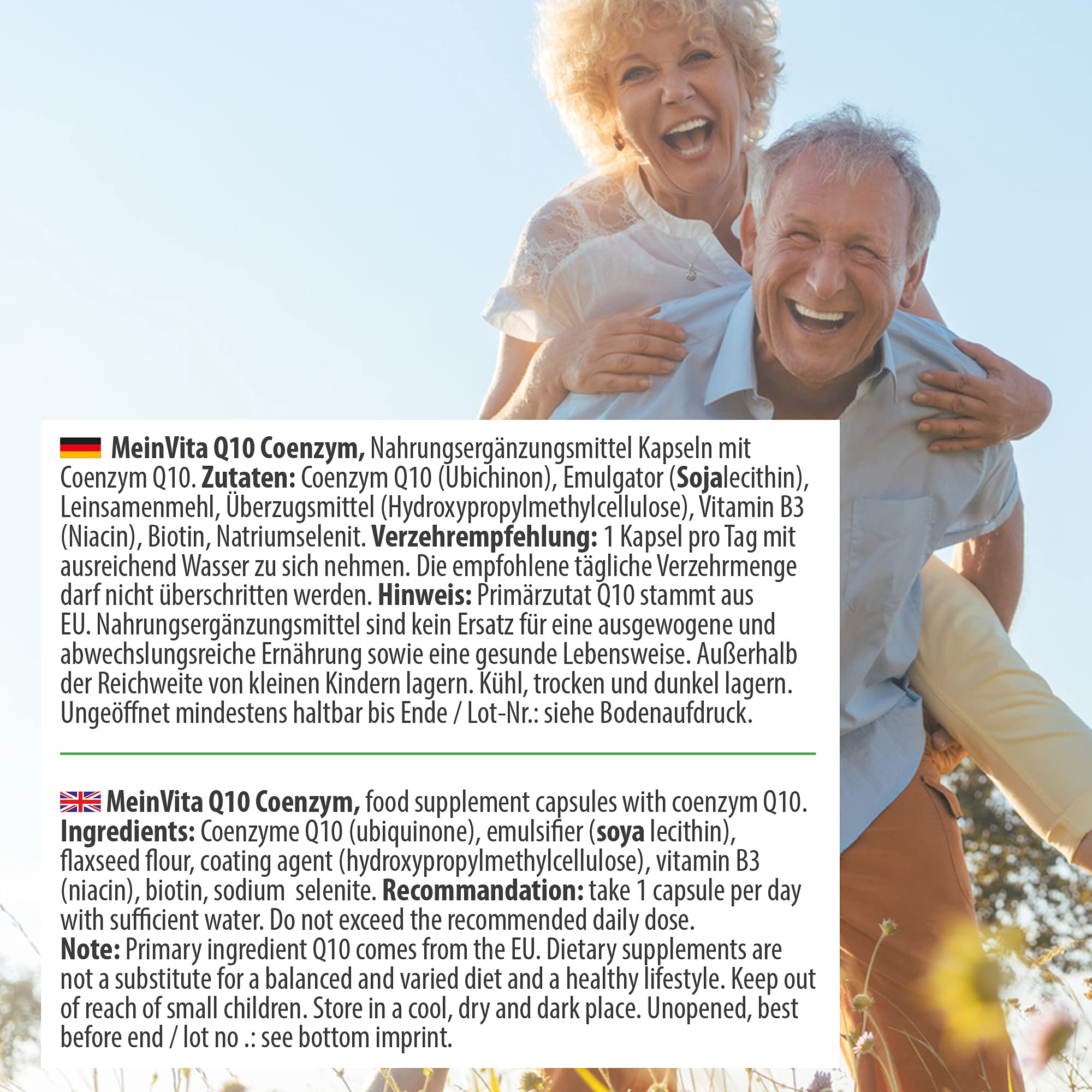 Coenzym Q10-300mg pro Kapsel hochdosiert, 100% Vegan – 120 Kapseln - Bioaktiv - aus pflanzlicher Fermentation - Laborgeprüft, mit B3, Biotin, Selen