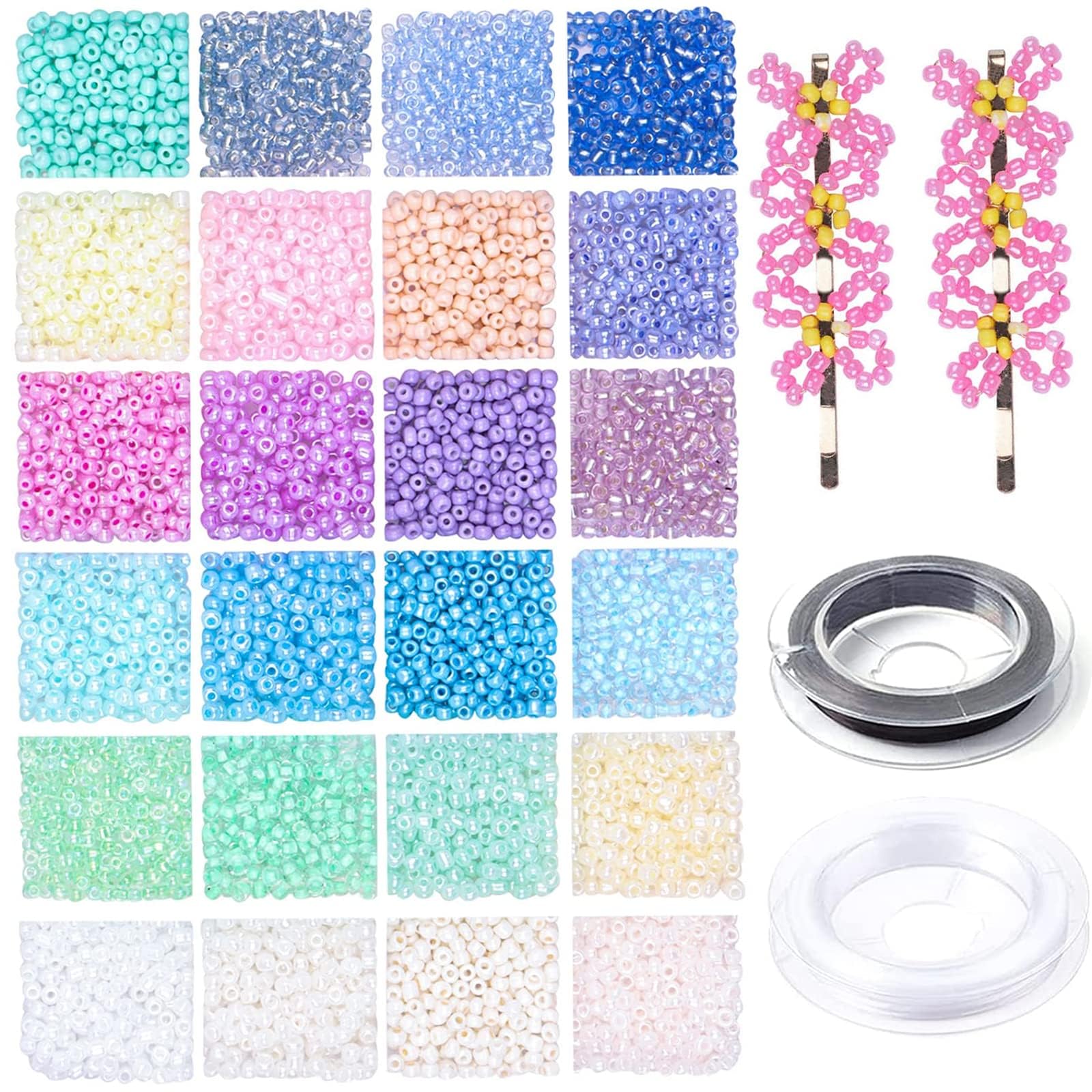 7200pcs 2mm Glass Seed Beads for Jewellery Making Kit, 24 Colors Small Pony Tiny Beads for Bracelets Necklaces Earrings Embroidery Crafting Making — image 1