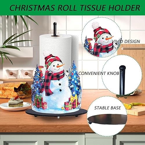 Miniatura 6 de Toallero de papel de Navidad, soporte de papel con peso de muñeco de nieve de Navidad, accesorios de cocina y baño, decoración navideña (estilo A)