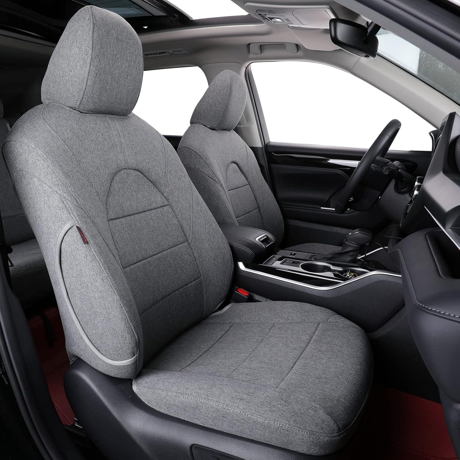 coverdream Custom Fit Seat Covers for 2024 2025 Toyota Grand Highlander XLE,Limited,Platinum,Hybrid-Three Row,Second Row Captain Chair Full Coverage Polyester Seat Protector(Full Set,Gray)