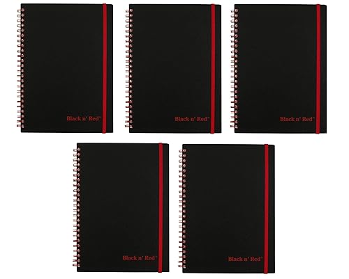Black n' Red Cuaderno de cubierta de polietileno de doble alambre, 8-1/4 x 5-7/8 pulgadas, negro/rojo, 70 hojas rayadas (C67009) (5)