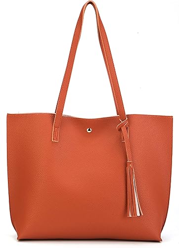 Nodykka Women Tote Bags Top Handle Satchel Handbags PU Faux Leather Tote Bag with Tassel Shoulder Purse