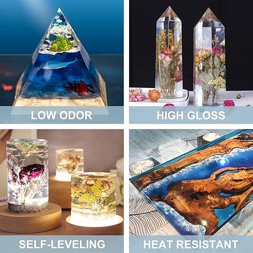 Miniatura 5 de LET'S RESIN Resina epoxi de vertido profundo de 150 onzas, kit de resina de baja viscosidad para profundidades de vertido de 2 a 4 pulgadas, sin