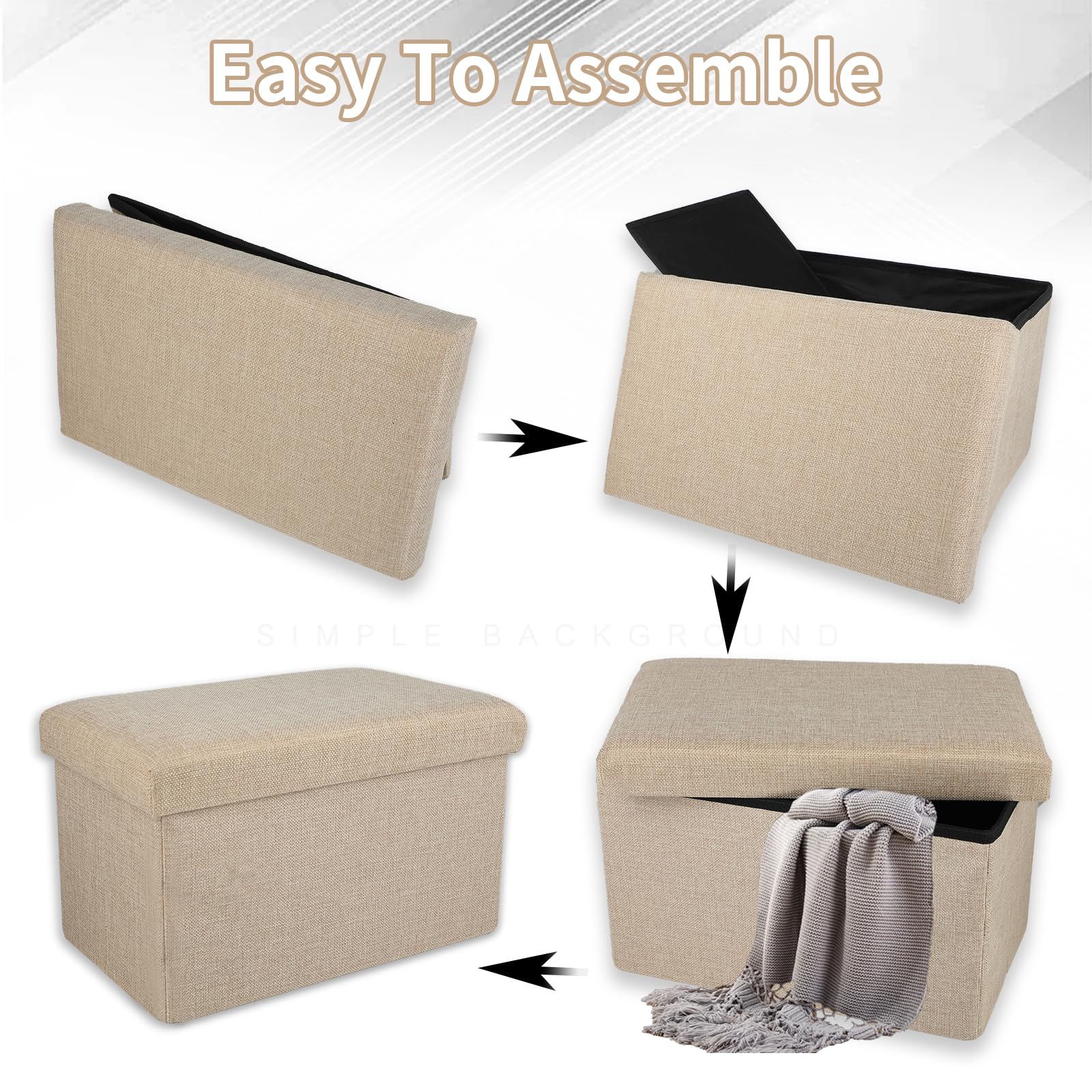 Relaxdays Pouf Contenitore Pieghevole Con Cassetto E Coperchio Imbottito - Cubo Poggiapiedi In Tessuto Stile Lino Grigio, 40x40x40 Cm - Pratico Sgabello Con Spazio Interno