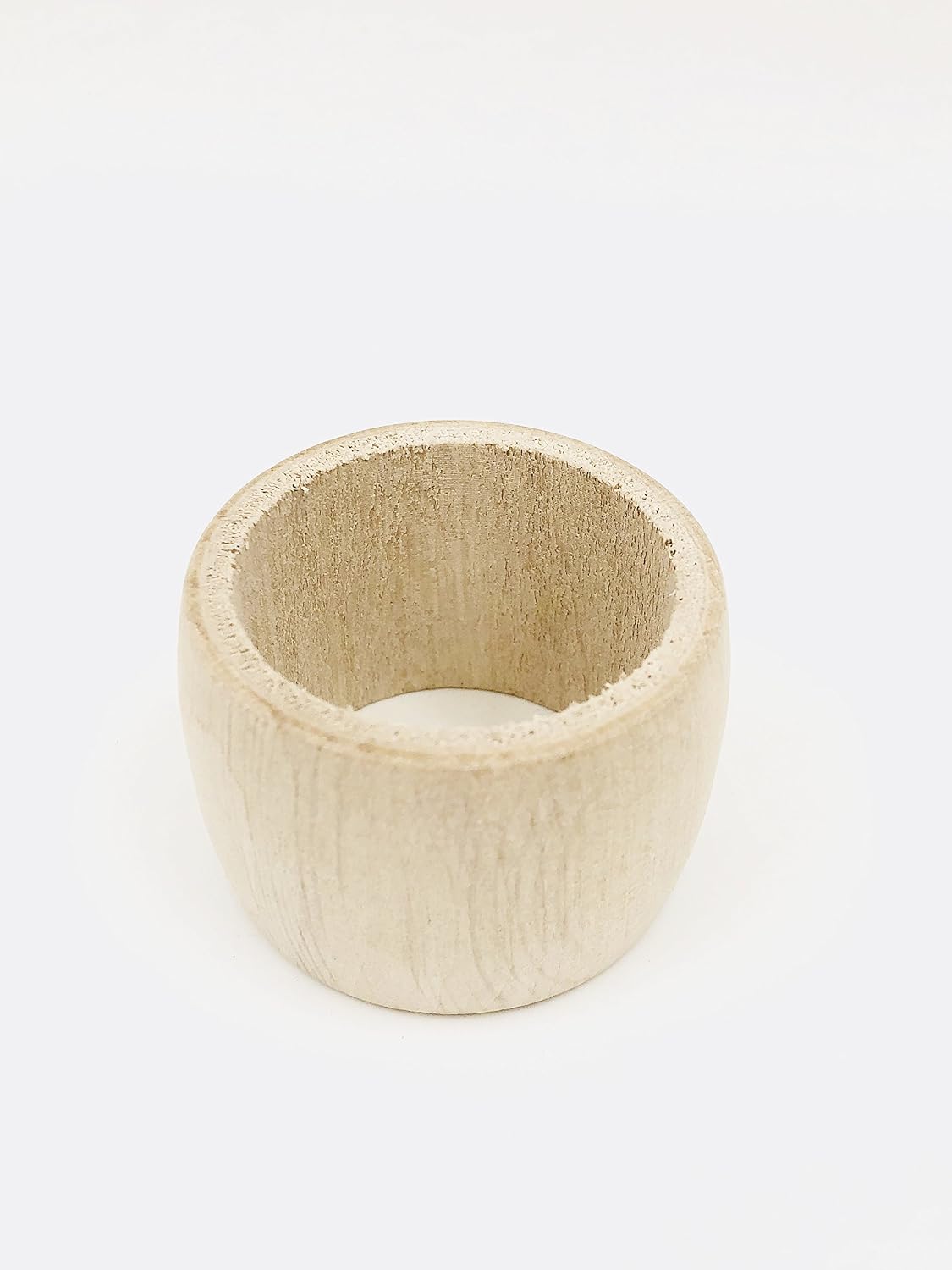 Untreated Wood Napkin Rings Made In Jura Set of 6, Beige - Image 3