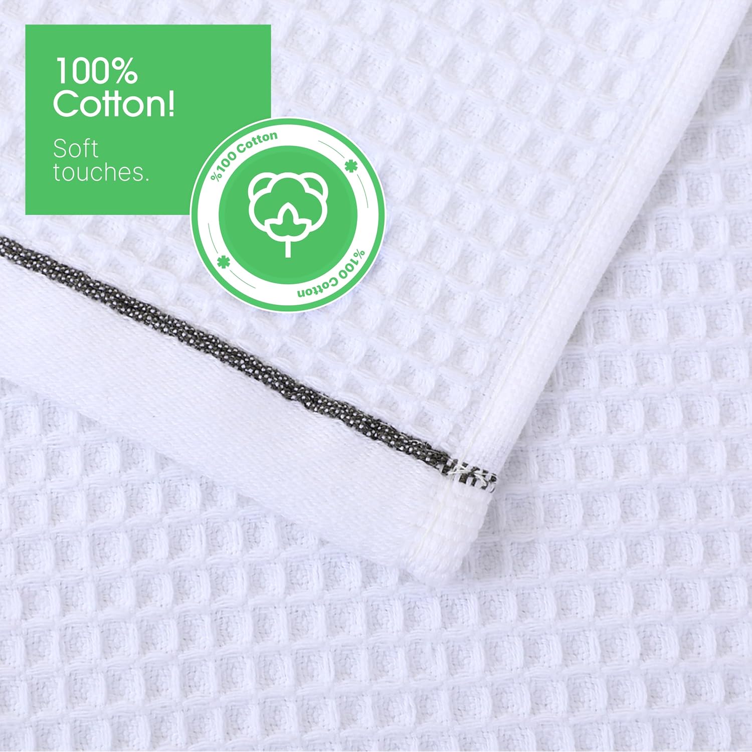 5 Pack Hand Towels, Bath Towels, Kitchen Towels and Dishcloths Sets, 30 x 14 Inches, Absorbent Dish Towels for Kitchen, Microfiber Cleaning Cloth, Waffle Kitchen Towels (White)