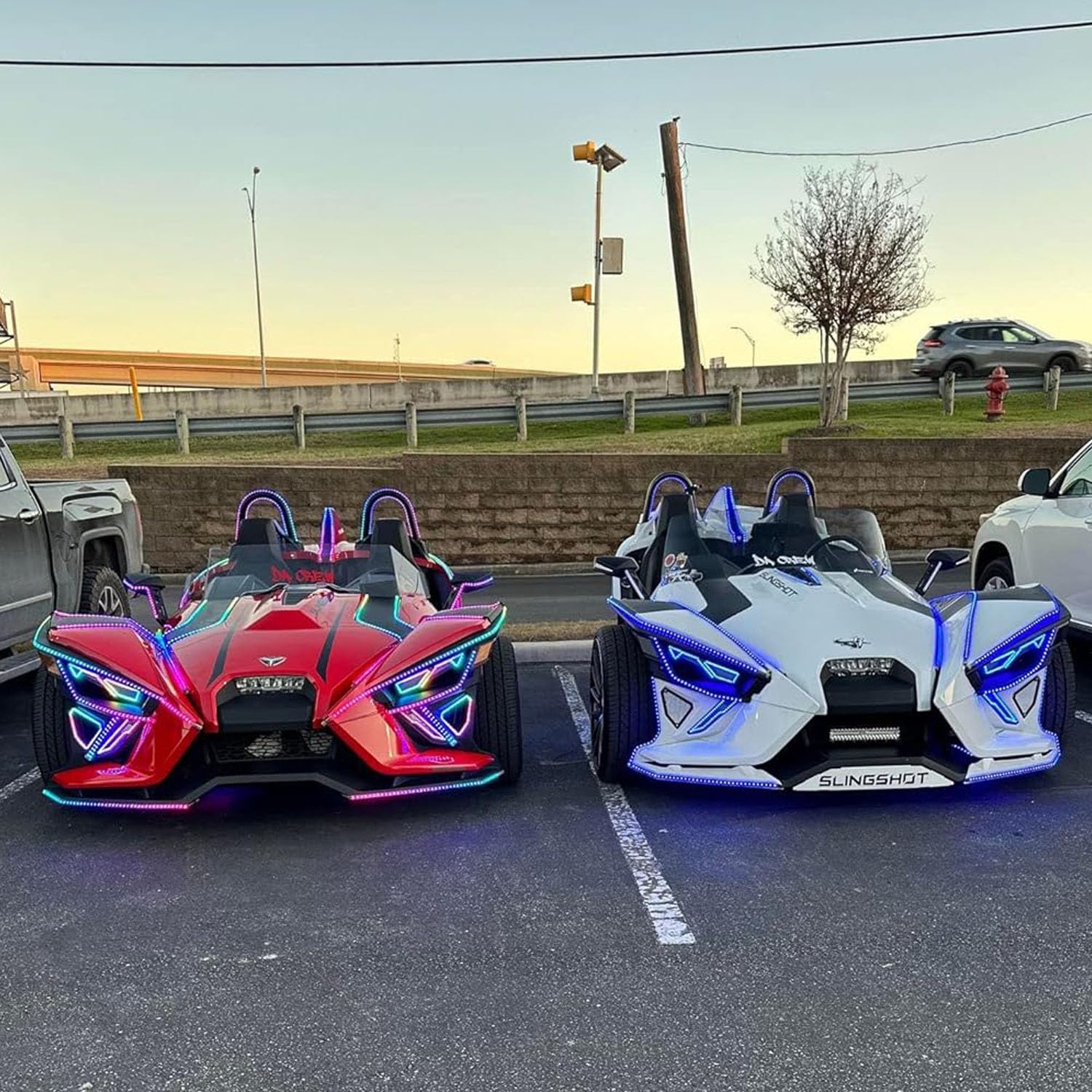 Ydzwavui 6PCS RGB Dream Color CHASING Addressable LEDs Overlay Lighting LED Lights Angel Eyes for 2020-2024 Polaris Slingshot Easy Installation APP Remote Control