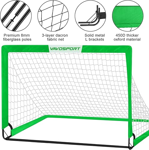 Miniatura 10 de Juego de porterías de fútbol para niños para patio trasero  2 de 4 x 3 pies, equipo de entrenamiento de portería de fútbol portátil, red de fútbol