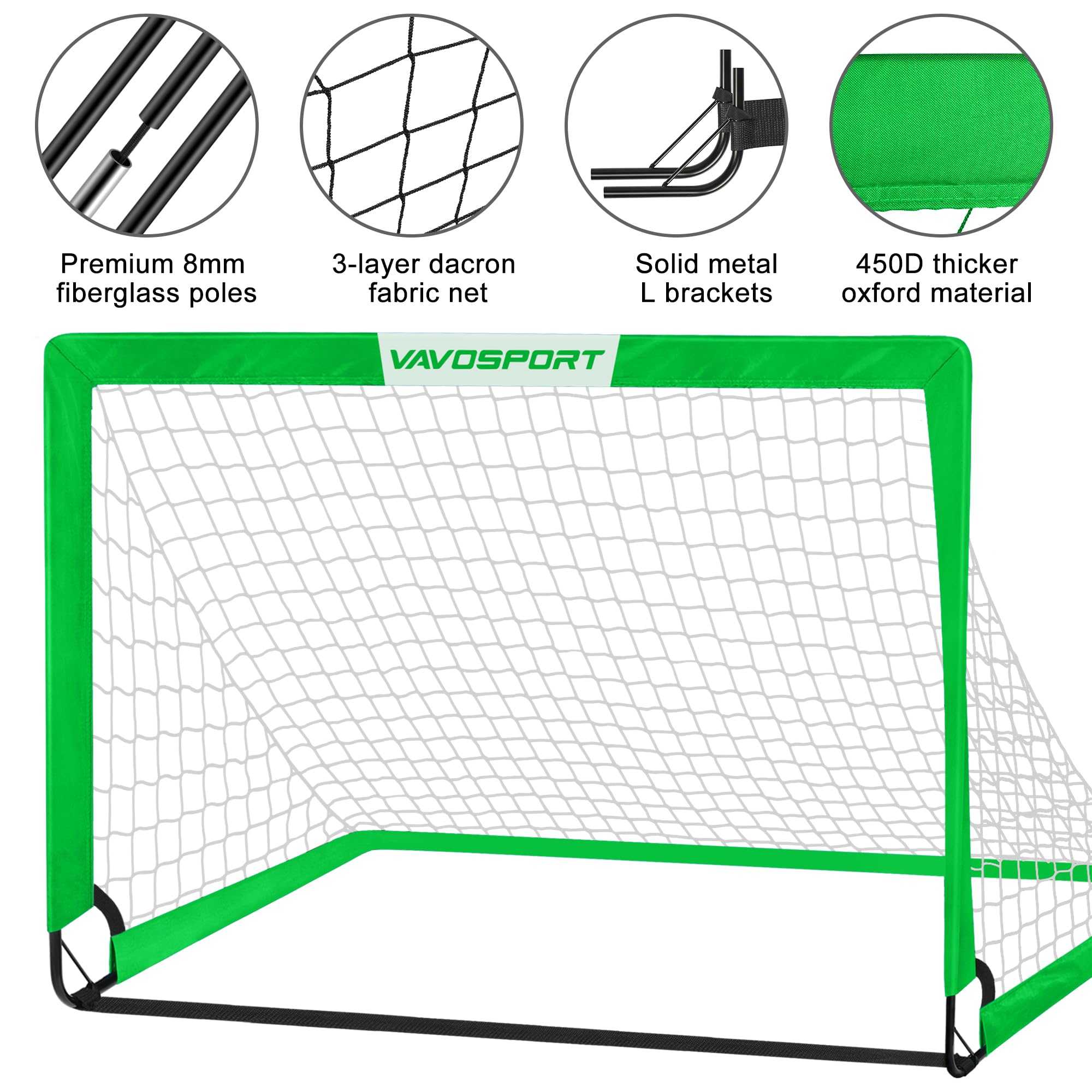 Soccer Goals for Backyard Set - 2 of 5' x 3.6' Portable Soccer Goal Training Equipment, Pop Up Soccer Net with Soccer Ball, Soccer Set for Games, Sports view 3