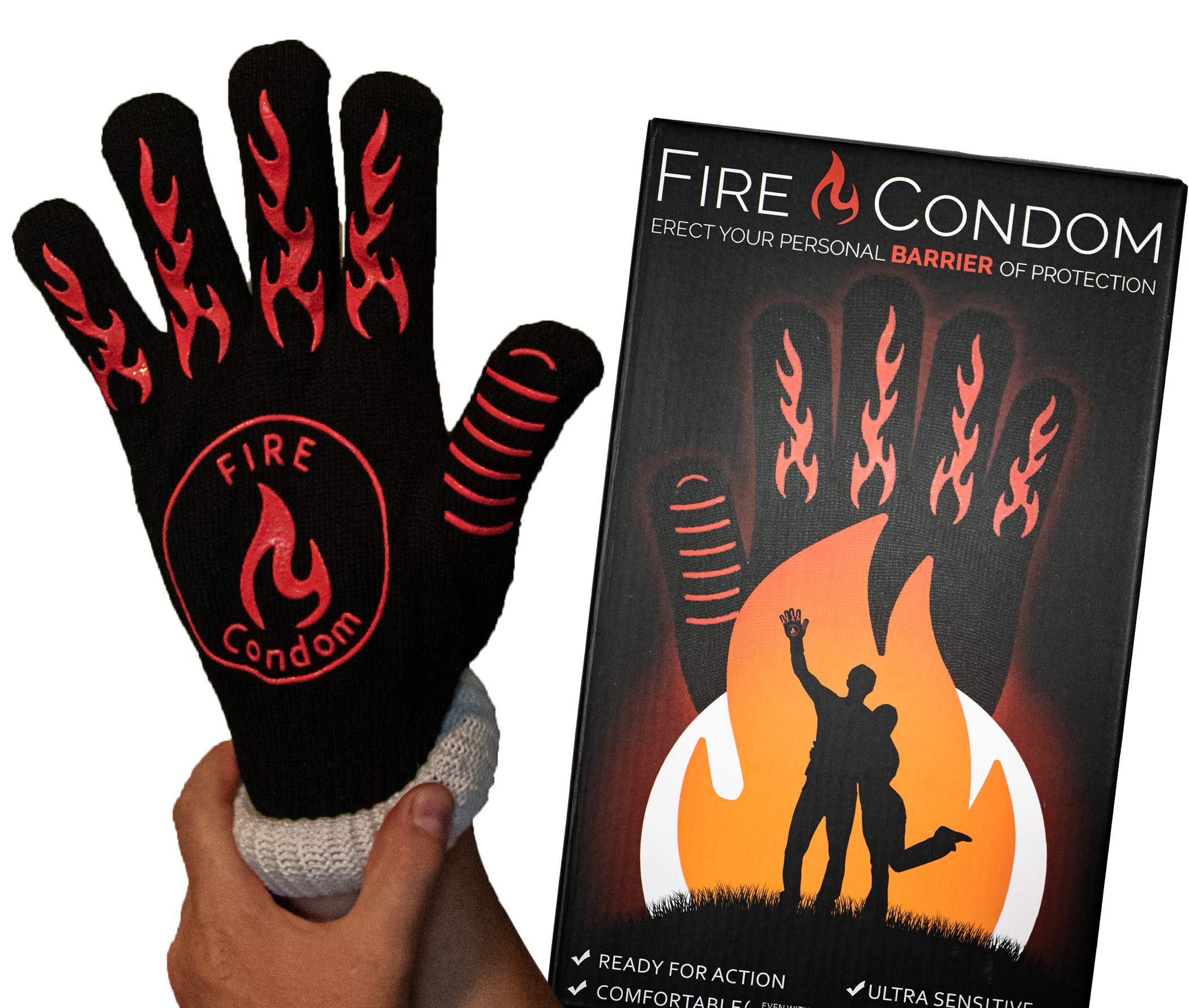 Fire Condom932 Degrees Heat Resistant Glove - Includes Hilarious Box, Glove, and Included Instructions