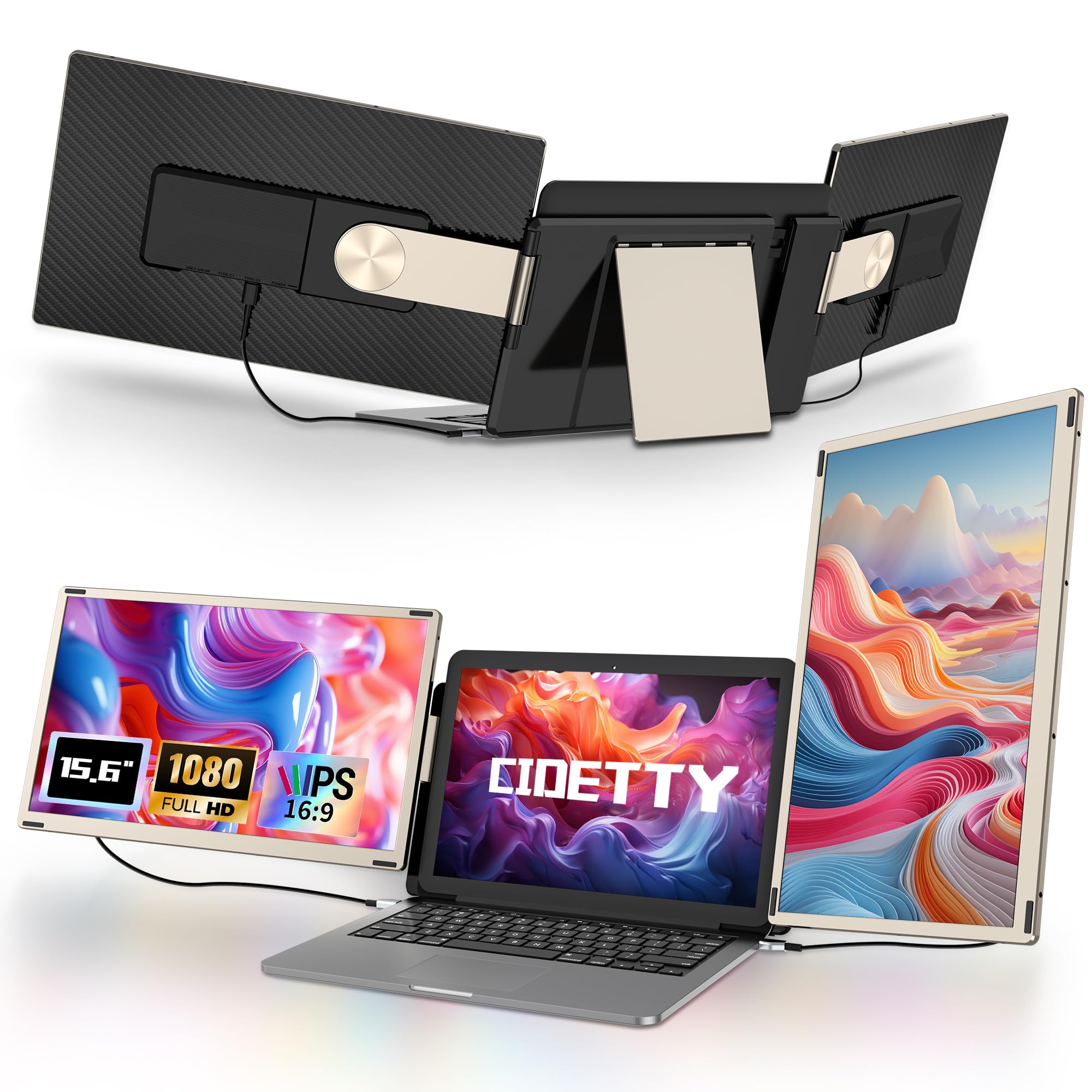 CIDETTY Laptop Screen Extender, 14'' FHD 1080P IPS Ultra-Thin Dual/Triple Monitor Display, HDMI/USB-C Plug-Play Portable Monitor for Laptop, Built-in Speakers(Mac, Win, Android) — view 11