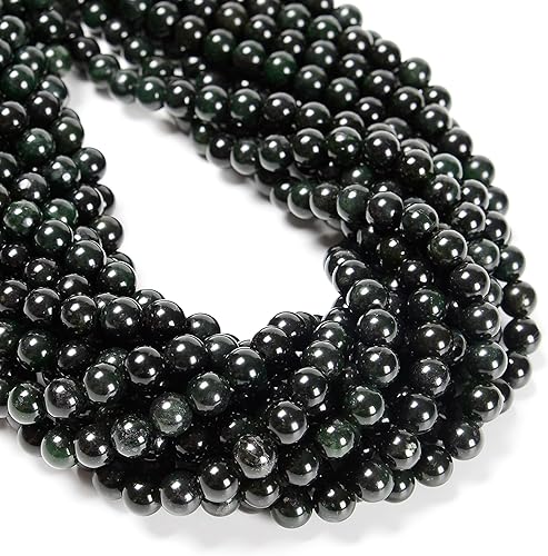 Miniatura 2 de JM Design Granos redondos lisos de jade verde oscuro tamaño 0.394 in 15.5 '' hebra para la fabricación de joyas