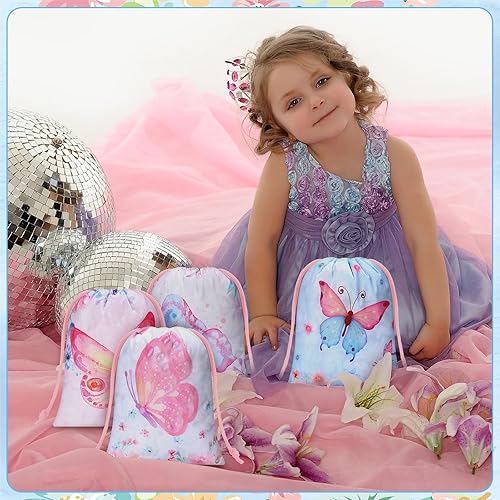 Miniatura 7 de Cunno 24 bolsas de regalo de mariposa, bolsas de regalo de cumpleaños de mariposa, bolsa de regalo de mariposa, bolsas de dulces con cordón de