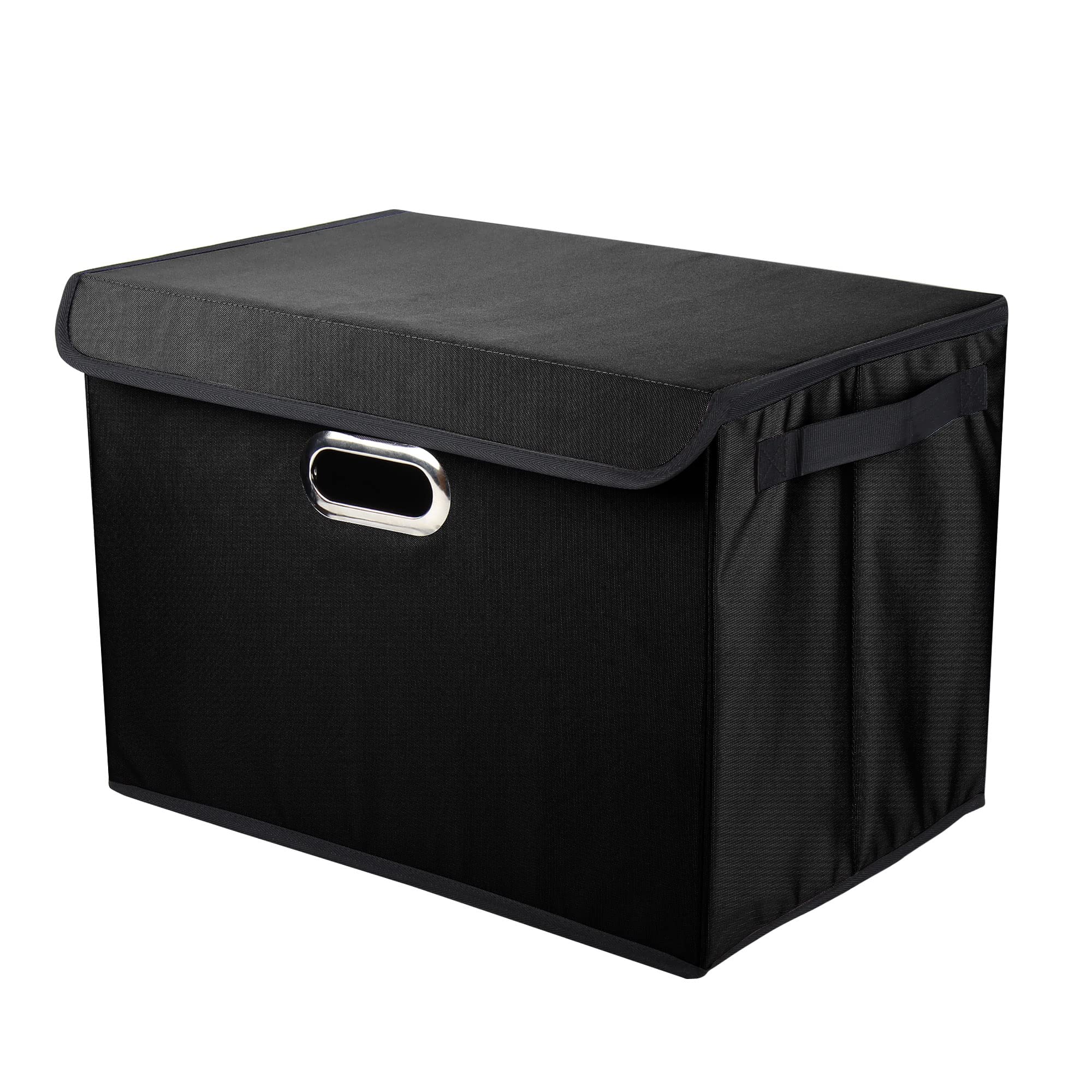 DOUBLE R BAGSFoldable Storage Bin Box with Lid Cover and Handle Room Organizer for Clothes Toys blanket Books Living Room Bedroom Nursery Closet Office & Other Supplies (Black, Pack of 1, polyester)
