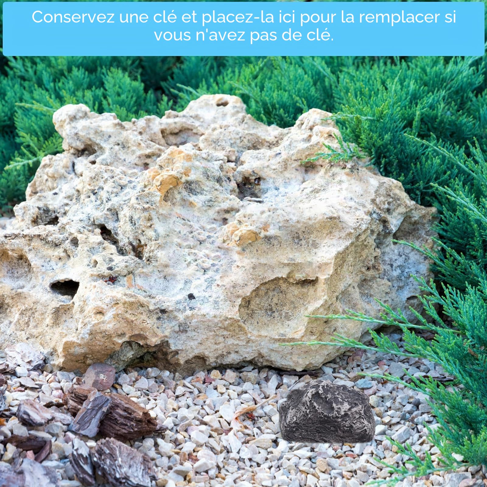 Pierre à clés cachette avec compartiment secret, fausses pierres ressemblant à une vraie pierre, coffre-fort à clés extérieur, cachette de clés pour l'extérieur