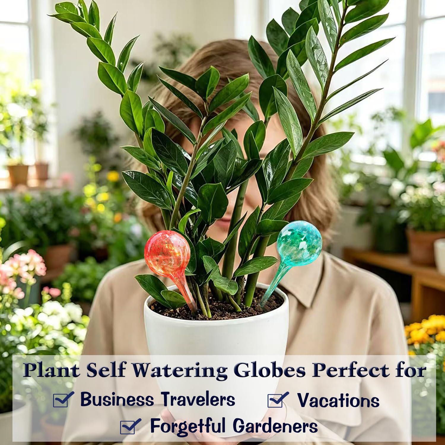 Plant Watering Globes - 6 Pack Colorful Glass Self Watering Bulbs for Plants, Automatic Plant Watering Devices for Indoor & Outdoor Use