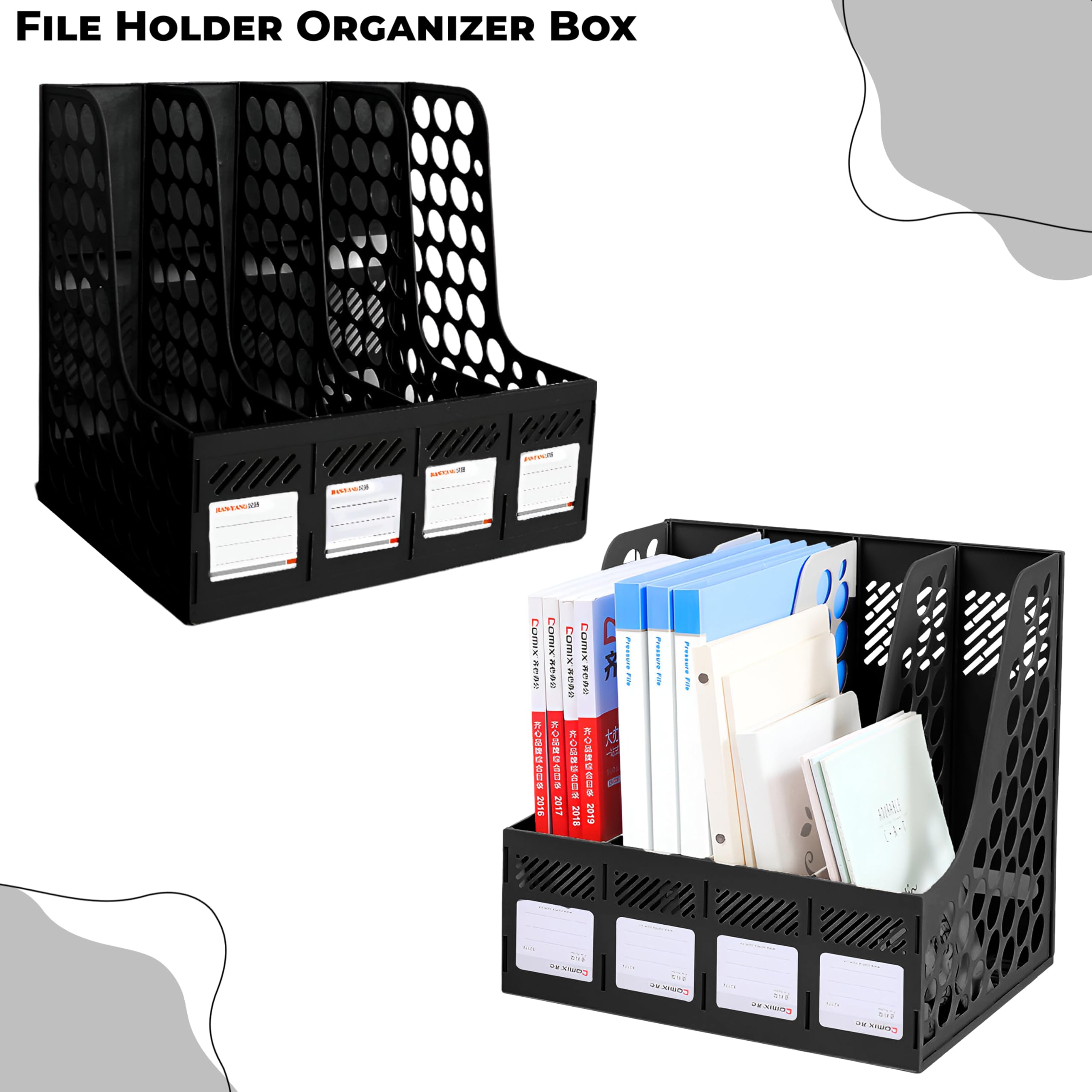 DaKos MFP1240 - Porta documenti a 4 scomparti, organizer da scrivania, organizer per lettere, riviste, organizer per libri, in plastica