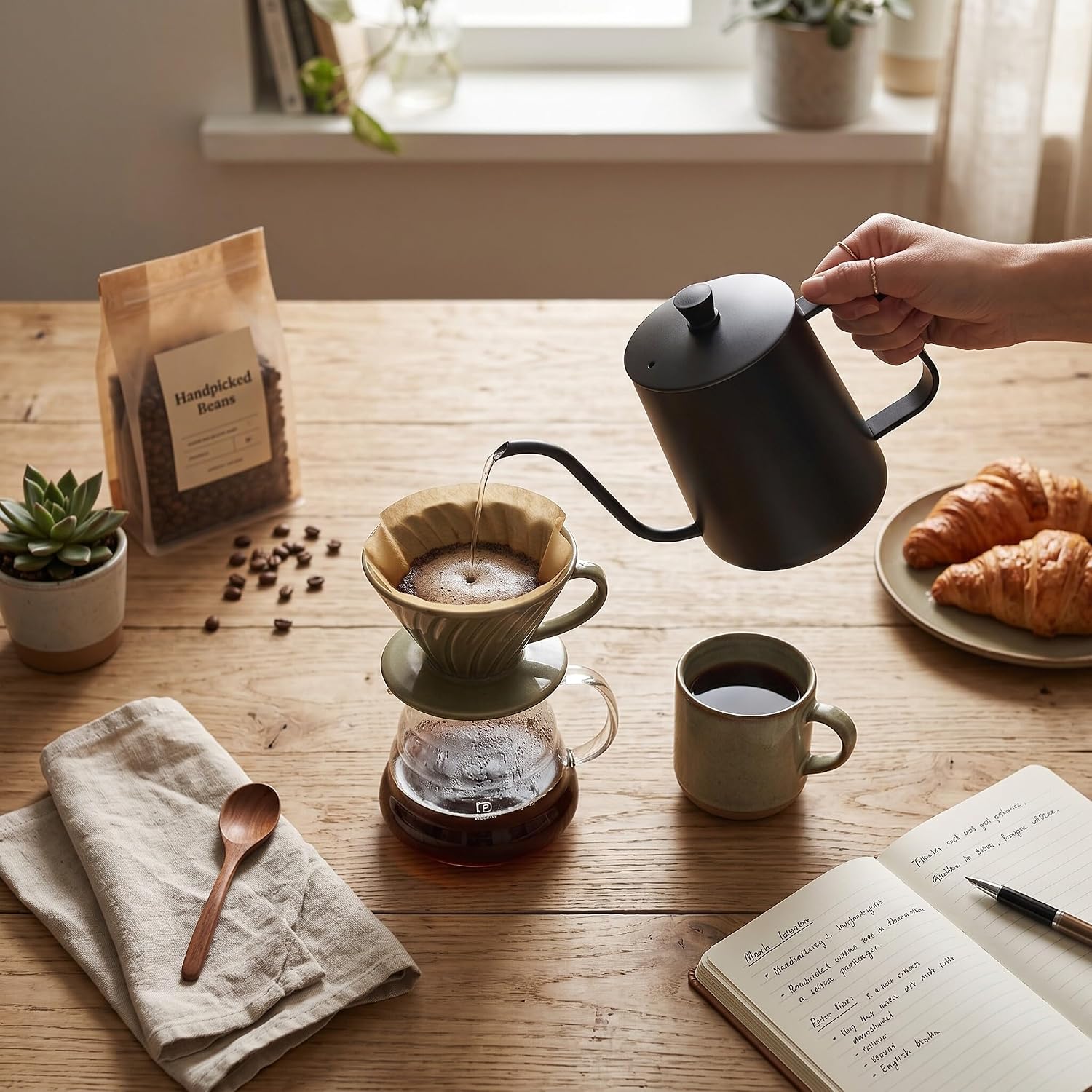 Tnfeeon Gooseneck Kettle Precision Pouring Stainless Steel Drip Pot Ergonomic Handle 12oz 20oz for Home Office Coffee Lovers Outdoor Camping Use This Kettle Offers Controlled Water (#1)