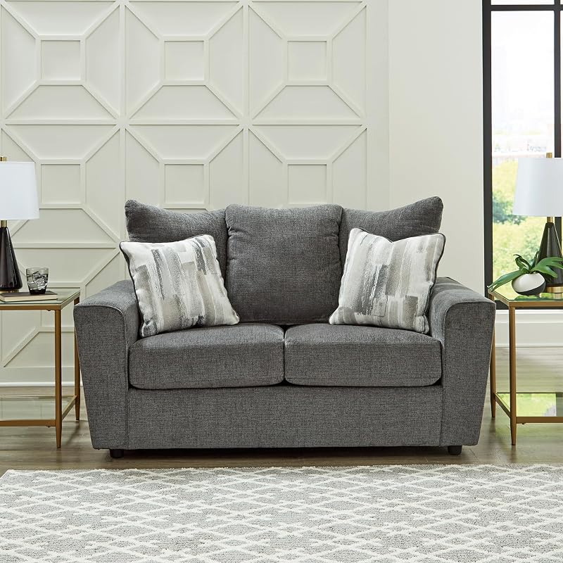 Signature Design by Ashley Loveseat Sofa, 63 in Gravel Gray, Stairatt image 2