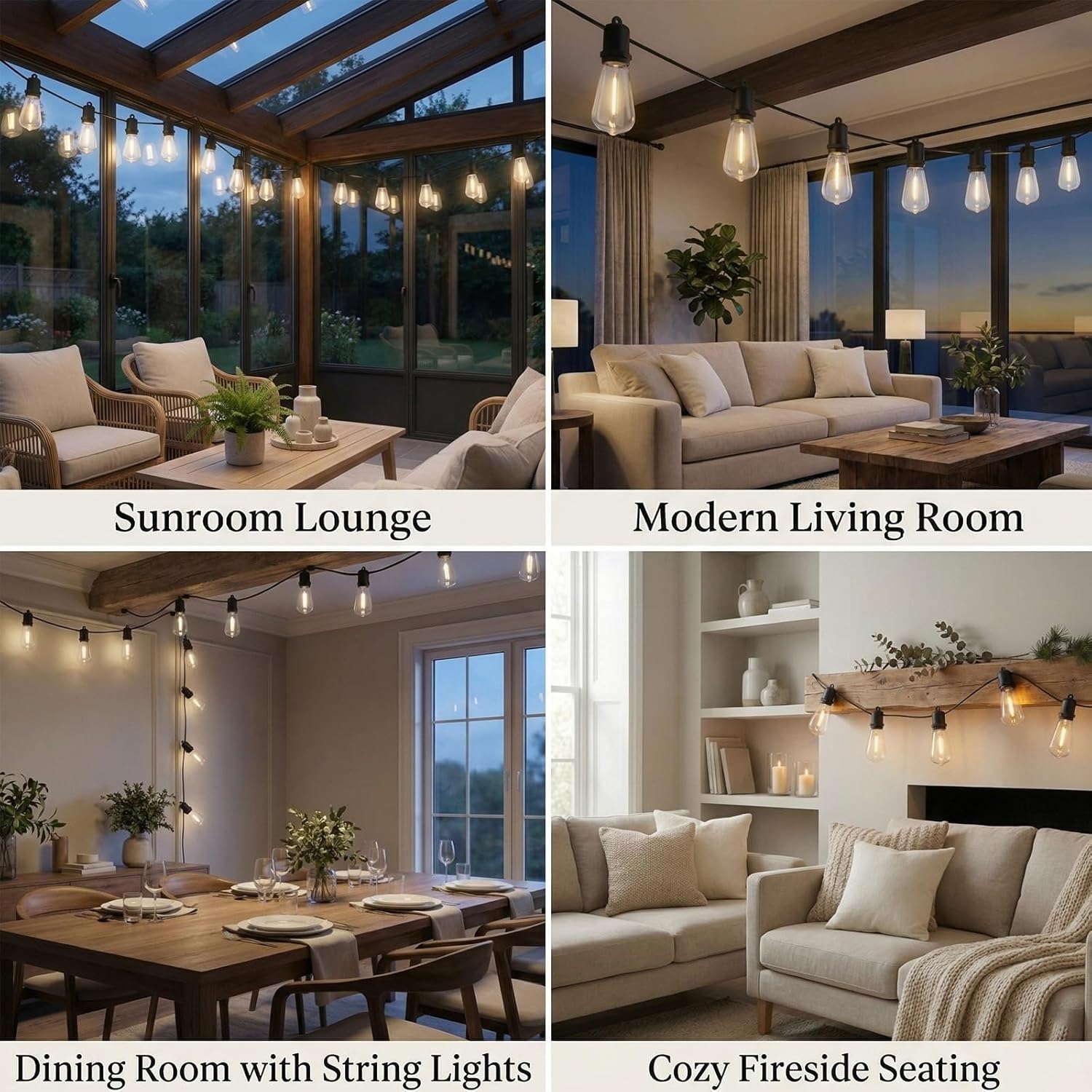 25FT LED Outdoor String Lights, 13 Shatterproof ST38 Edison Bulbs, Waterproof Patio Decor for Outside, Dimmable Bistro Cafe Hanging Lights