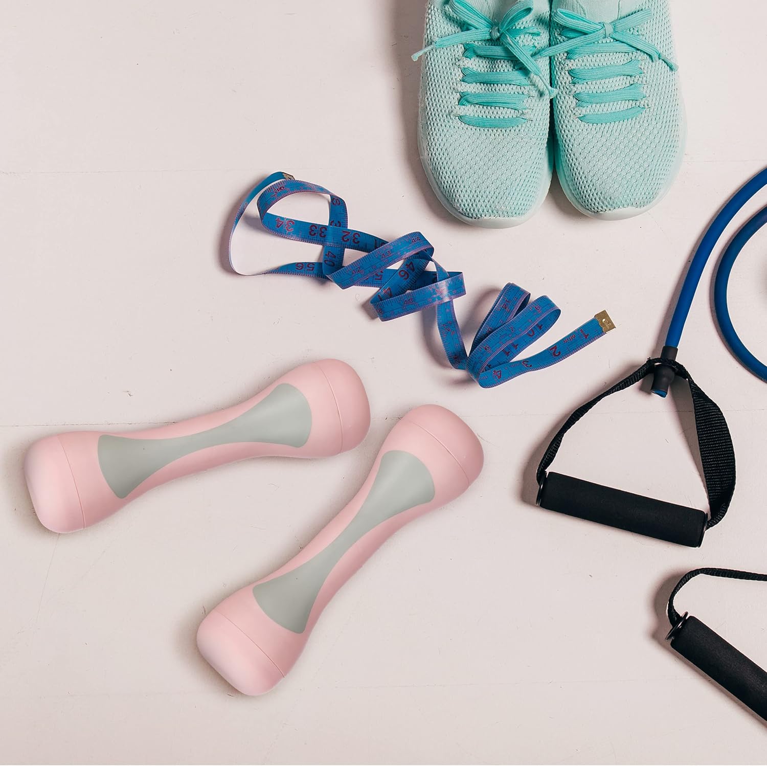 Detalle de las mancuernas Relaxdays ajustables con textura en goma para Pilates