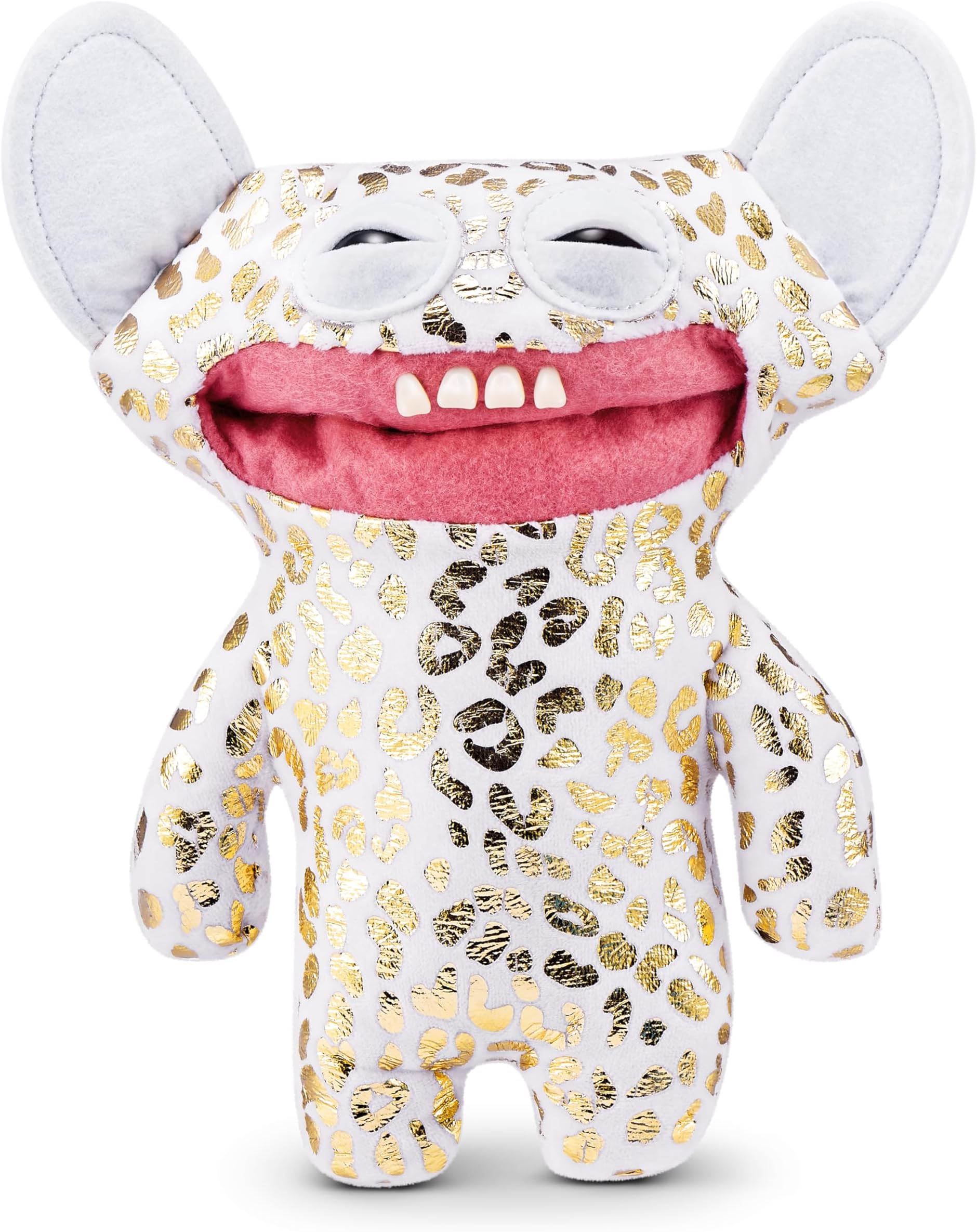 Fuggler Gold Fuggs by ZURU Funny Ugly Monster, Plush, Collectible, Toy (Grin Grin - Leopard Fleece with Gold foil Print)