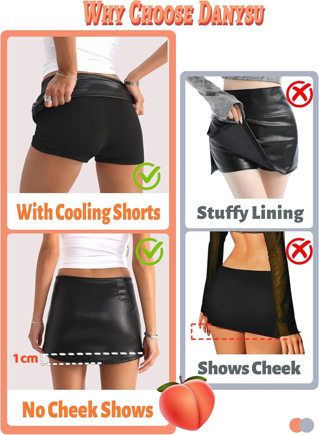 Danysu Stretchy Mini Skorts Low Waist Skirt with Shorts Side Slit 2025 Sports Daily Going Out Outfits - Image 4