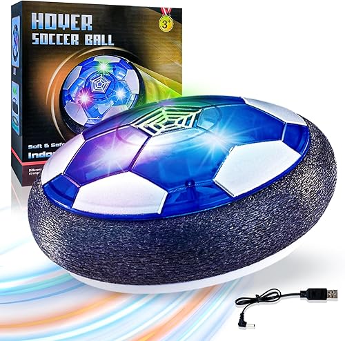 Hover - Pelota de fútbol para niños, bola flotante recargable por USB con parachoques de espuma protectora y luces LED coloridas, pelota flotante de