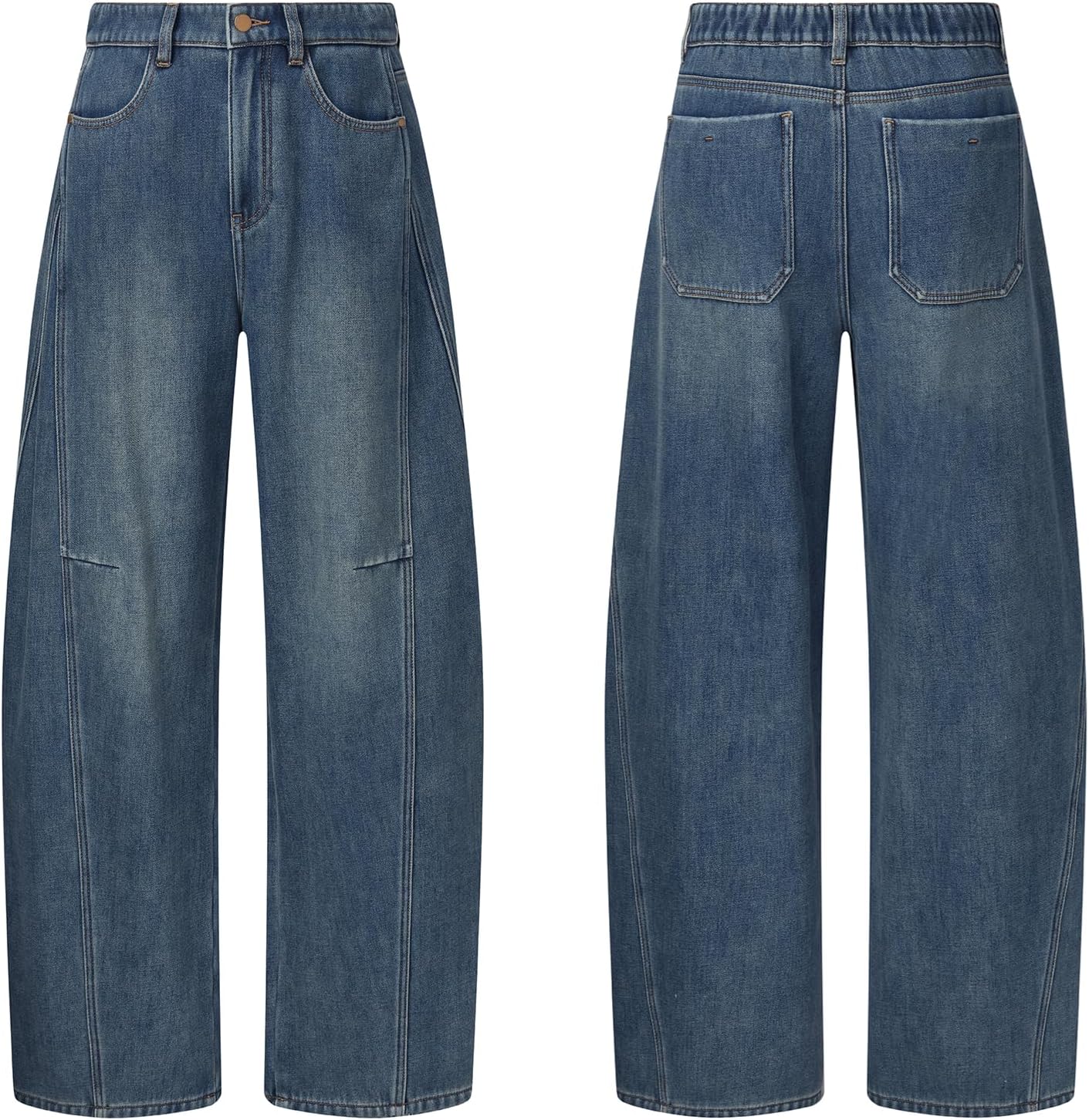 GOELIA Fleece Lined Jeans Women High Waist Wide Leg Baggy Stretchy Winter Thermal Y2K Boyfriend Jean Denim Pants