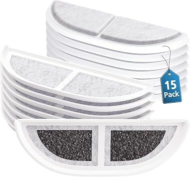 15-Pack Cat Water Fountain Filters for eufy Pet Fountain 3L/105oz