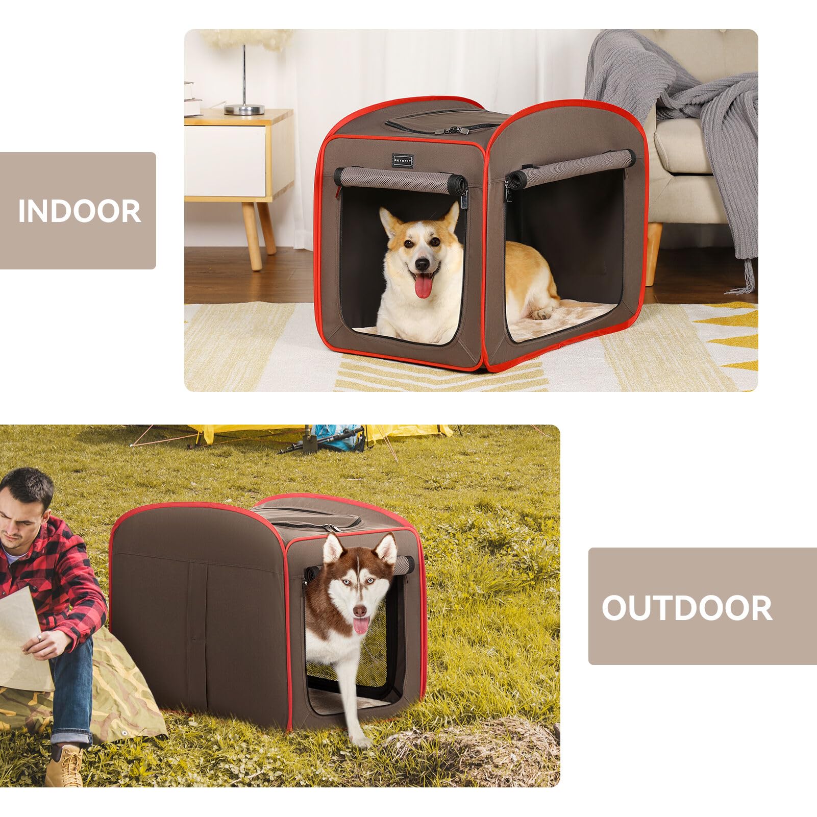 Petsfit Transportín de Perros portátil transportín para Perros Diseño Pop-up para Perros pequeños, medianos y Grandes con Alfombrilla de vellón