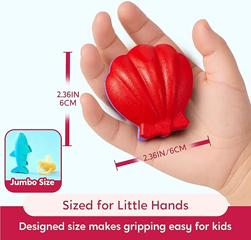 Miniatura 5 de SYNCFUN Crayones de cera de abejas jumbo 100% puros, 12 colores con tema oceánico, crayón lavable para niños, juguetes de baño para bebés,