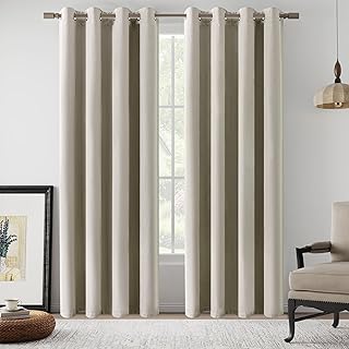 100% Blackout Natural Linen Curtains 84 Inch Length 2 Panels Set for Bed...